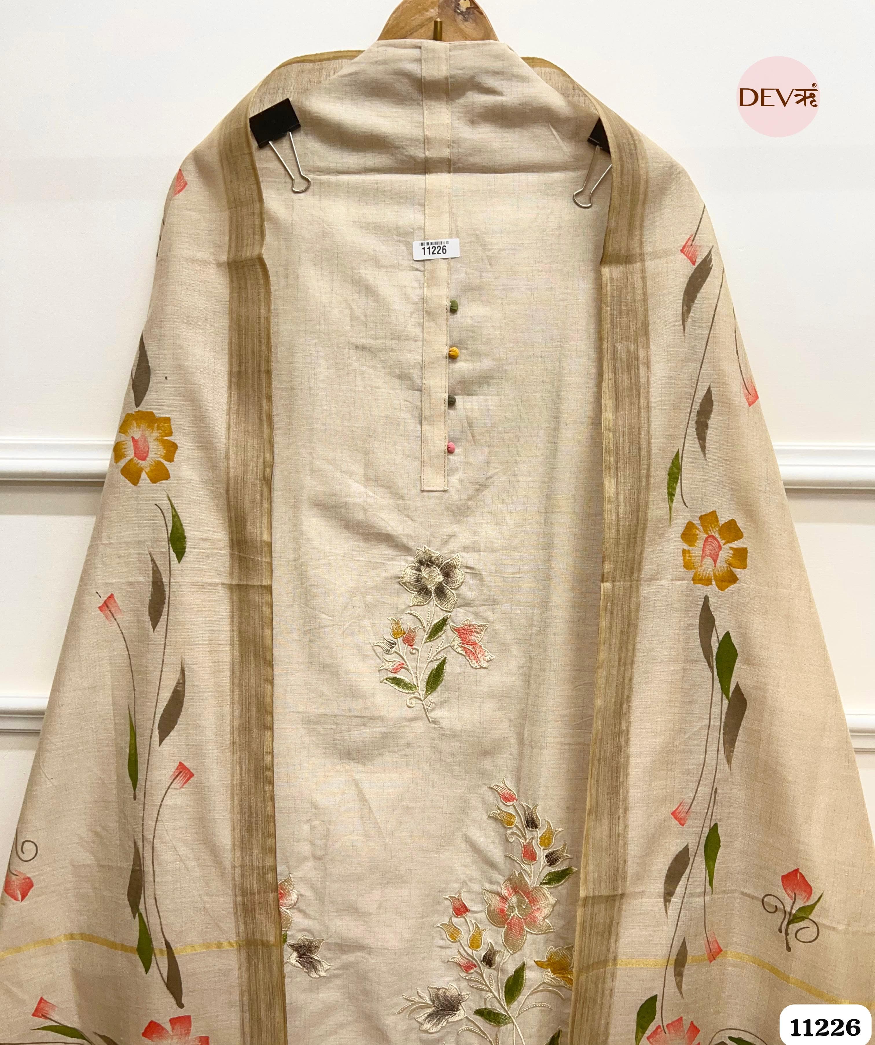 Creamy Linen Unstitched Printed -Set Of 3 {11226}