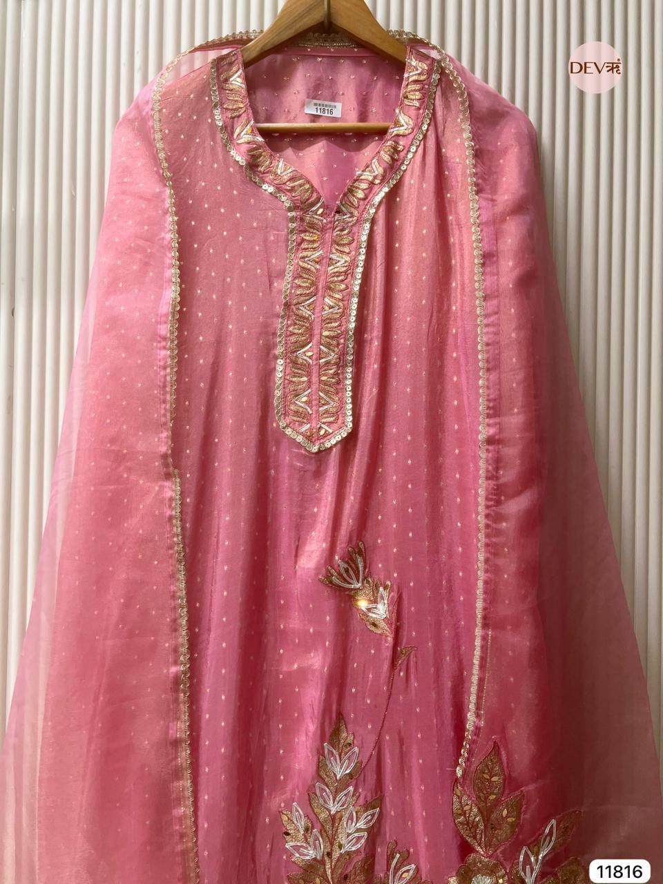Blush Pink Shimmer Silk Embroidered Unstitched 3-Piece Suit (Devri – D.No 11816)