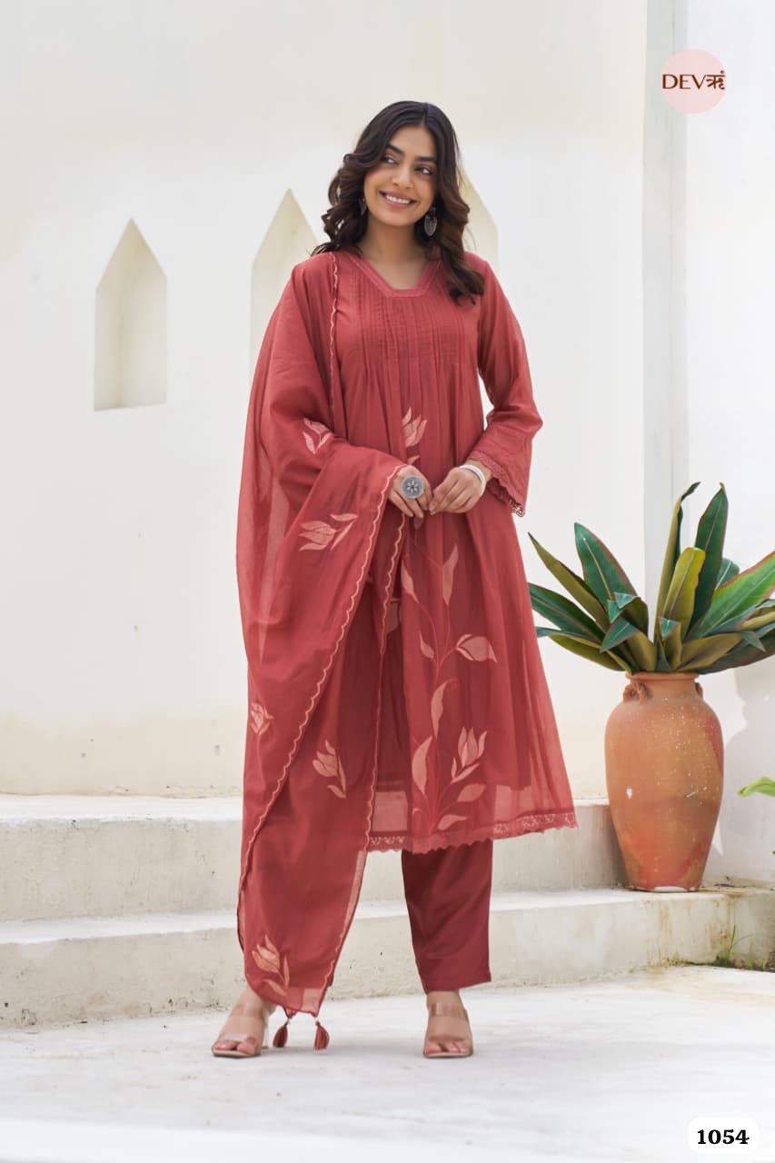 Terracotta Pintuck Mul Cotton 3-Piece Set
