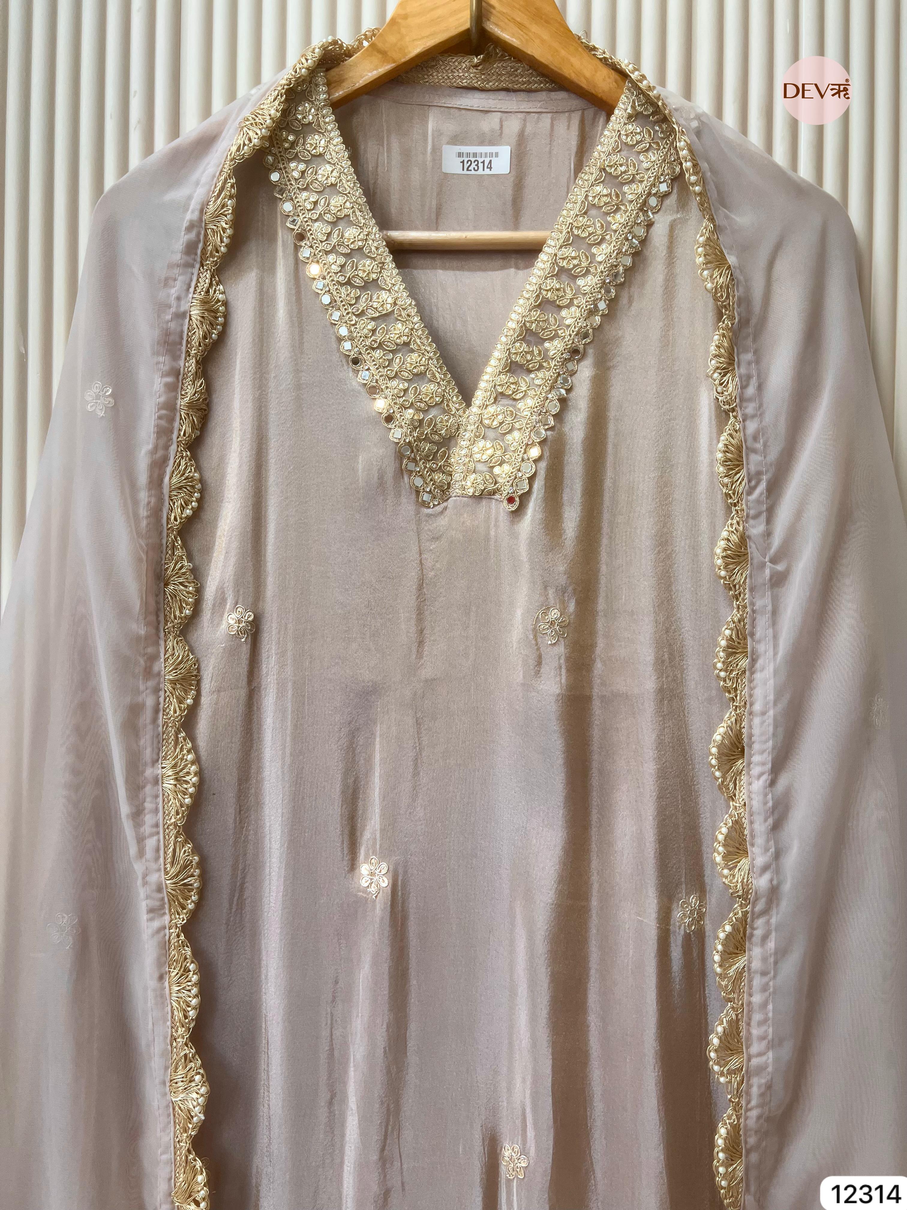 Mauve Grey Shimmer Silk Embroidered Unstitched 3-Piece Suit (Devri – D.No 12314)