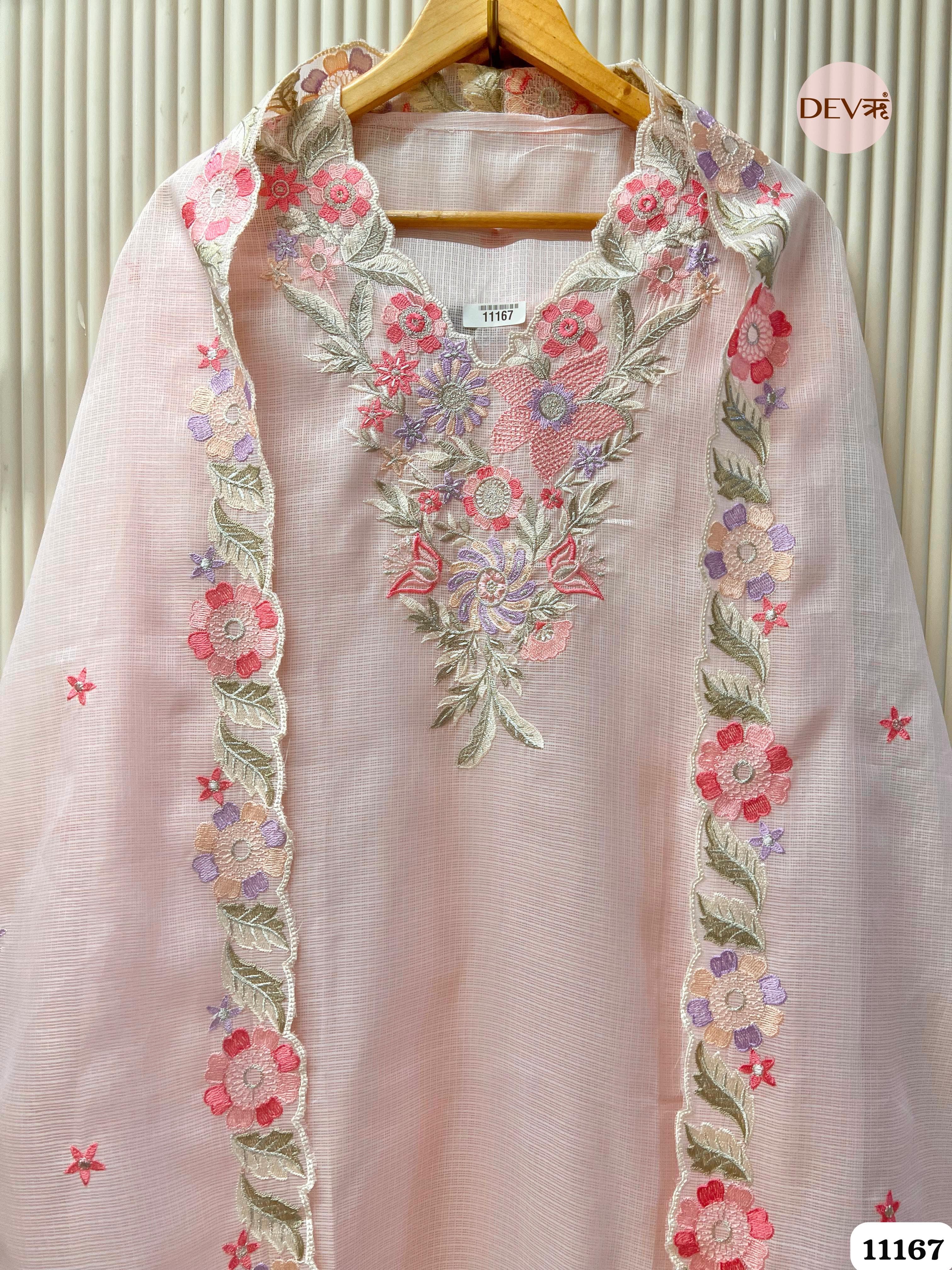 Pink Kota Unstitched Embroidered -Set Of 3
