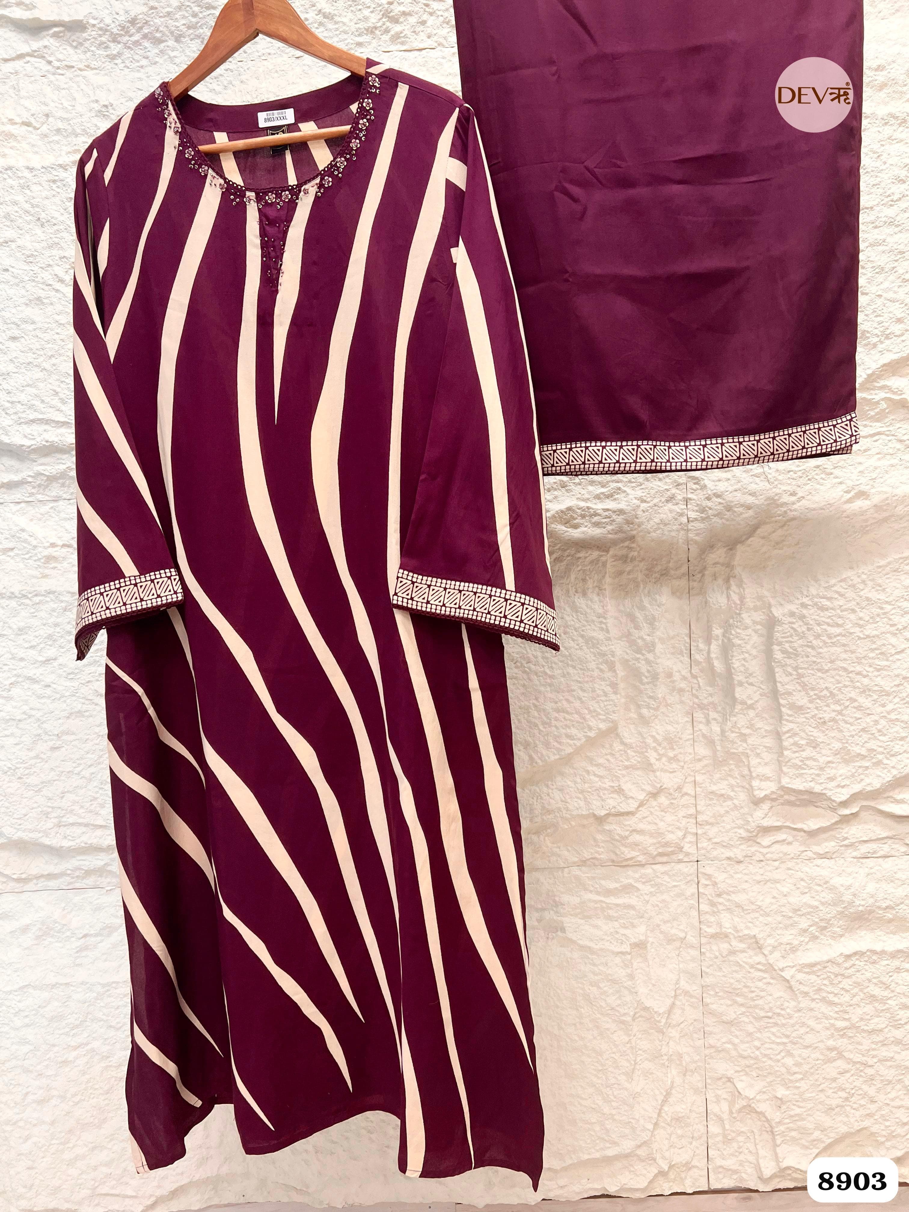 Maroon German Reyon Printed -set of 2 {8903}