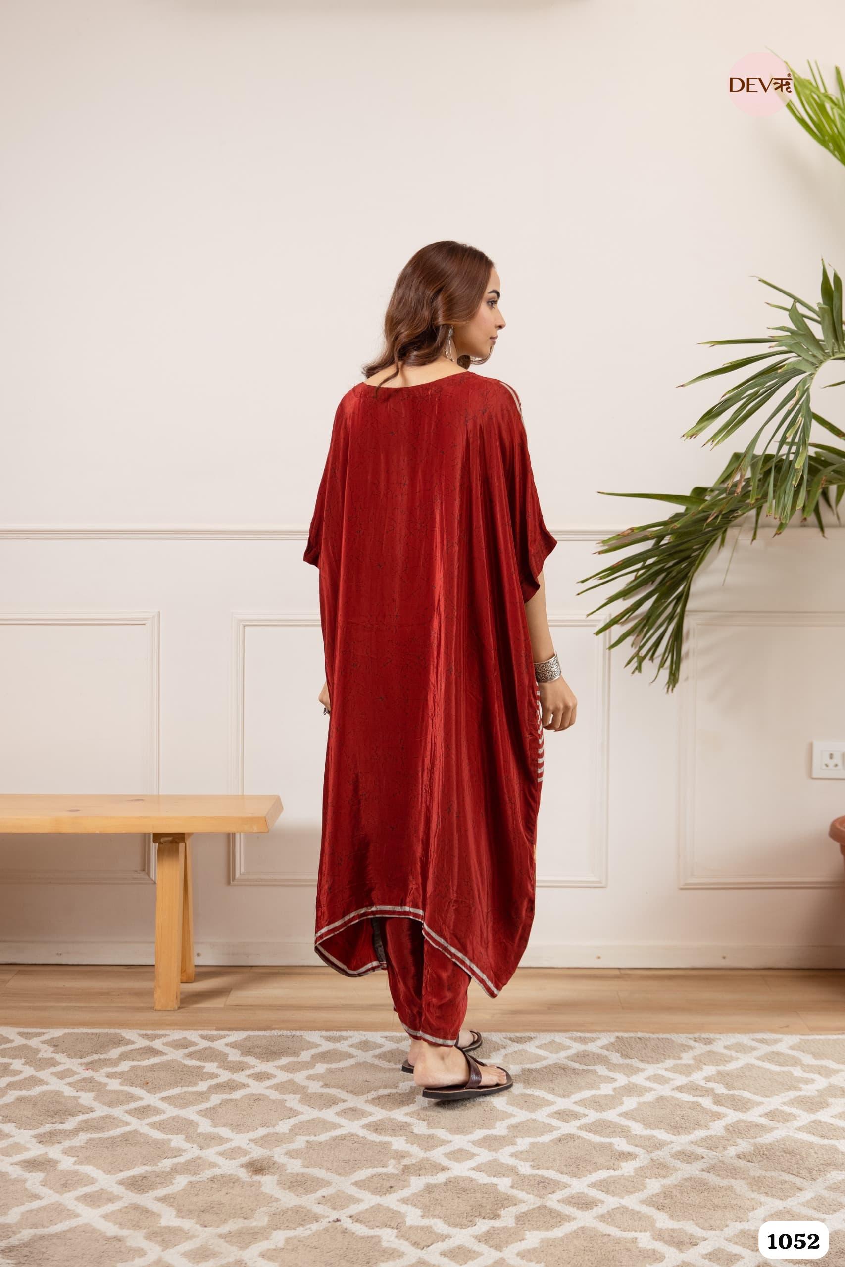 Rust Glow kaftan-inspired silhouette Crepe 2-Piece Set {1052}