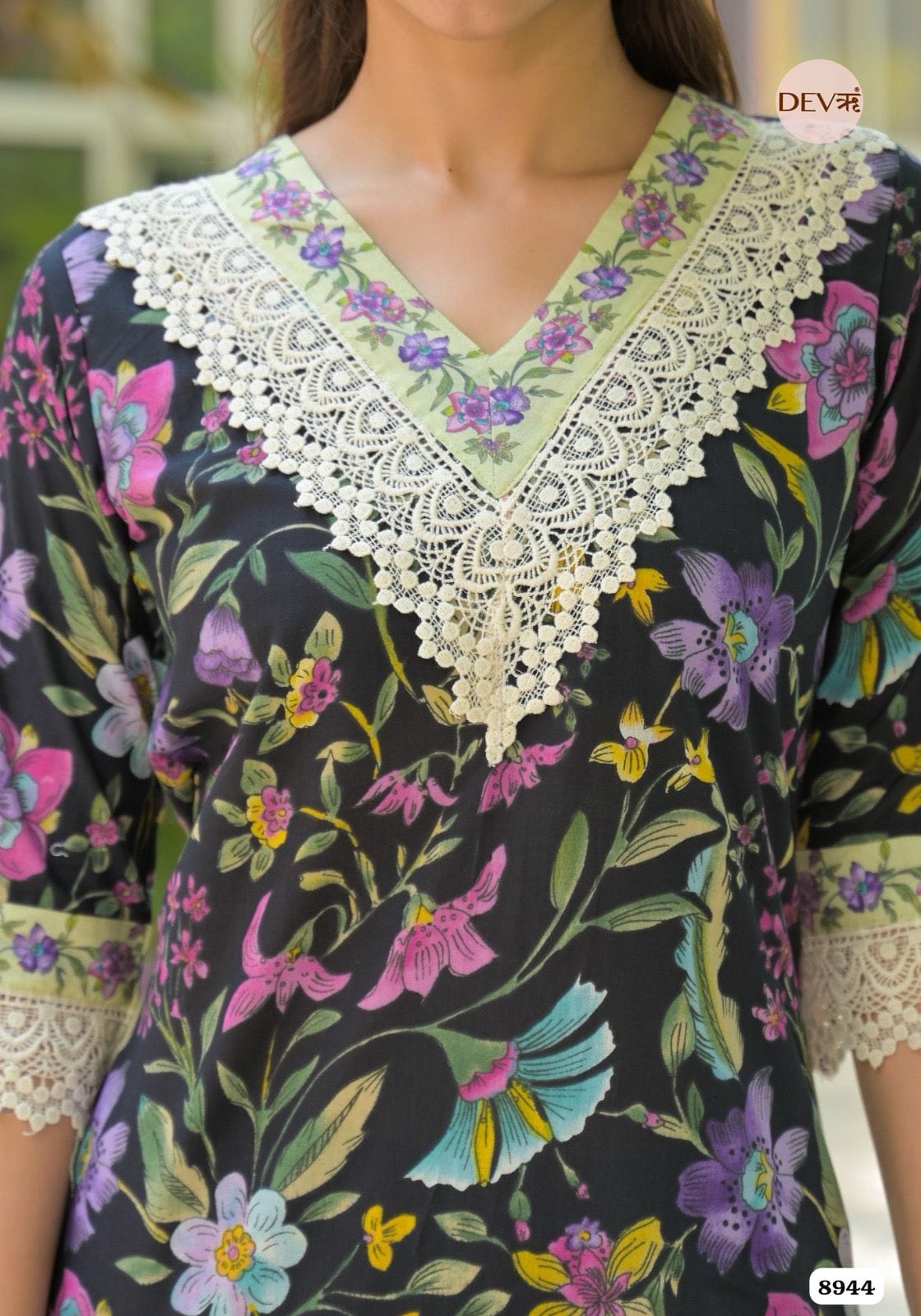 Black Cotton Stitched Printed Ready-Mades -Set Of 3 {8944}