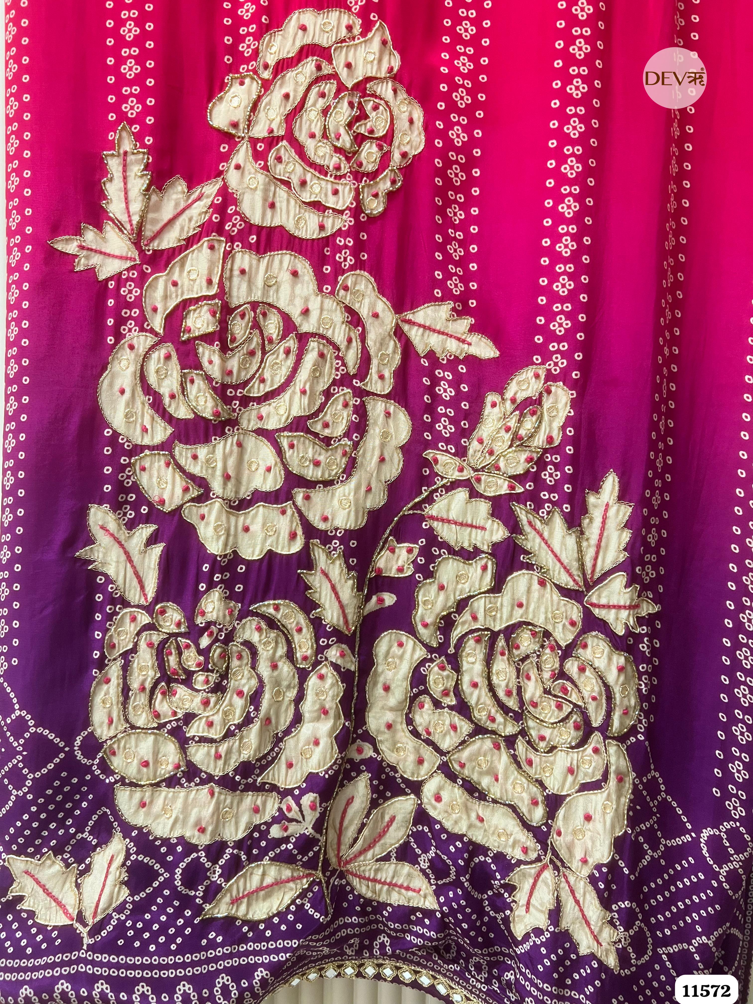 Pink Pure Russian Silk Printed Hand Embroidered -Set Of 3 {11572}