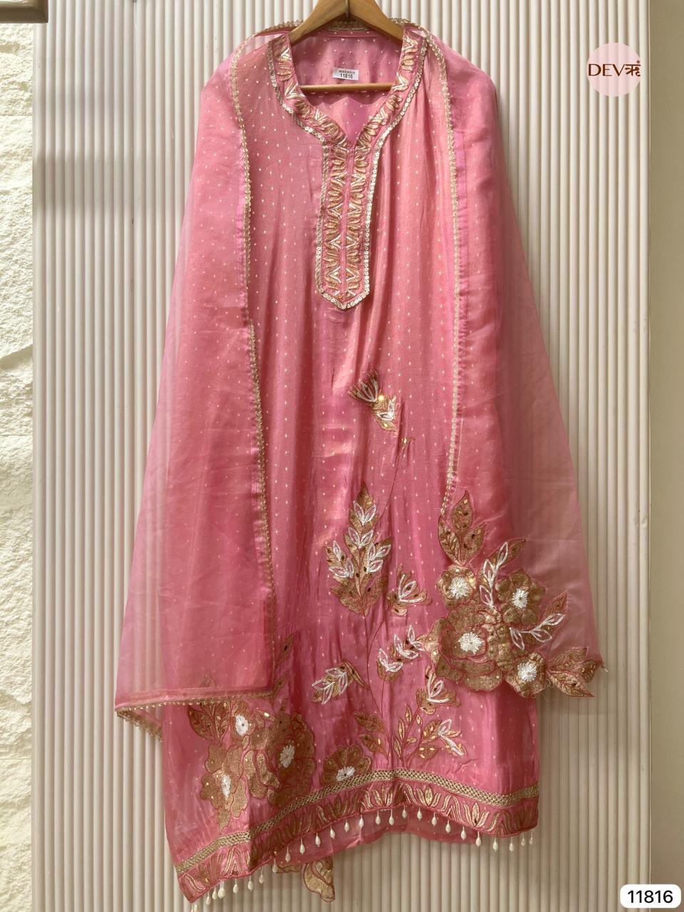 Blush Pink Shimmer Silk Embroidered Unstitched 3-Piece Suit (Devri – D.No 11816)