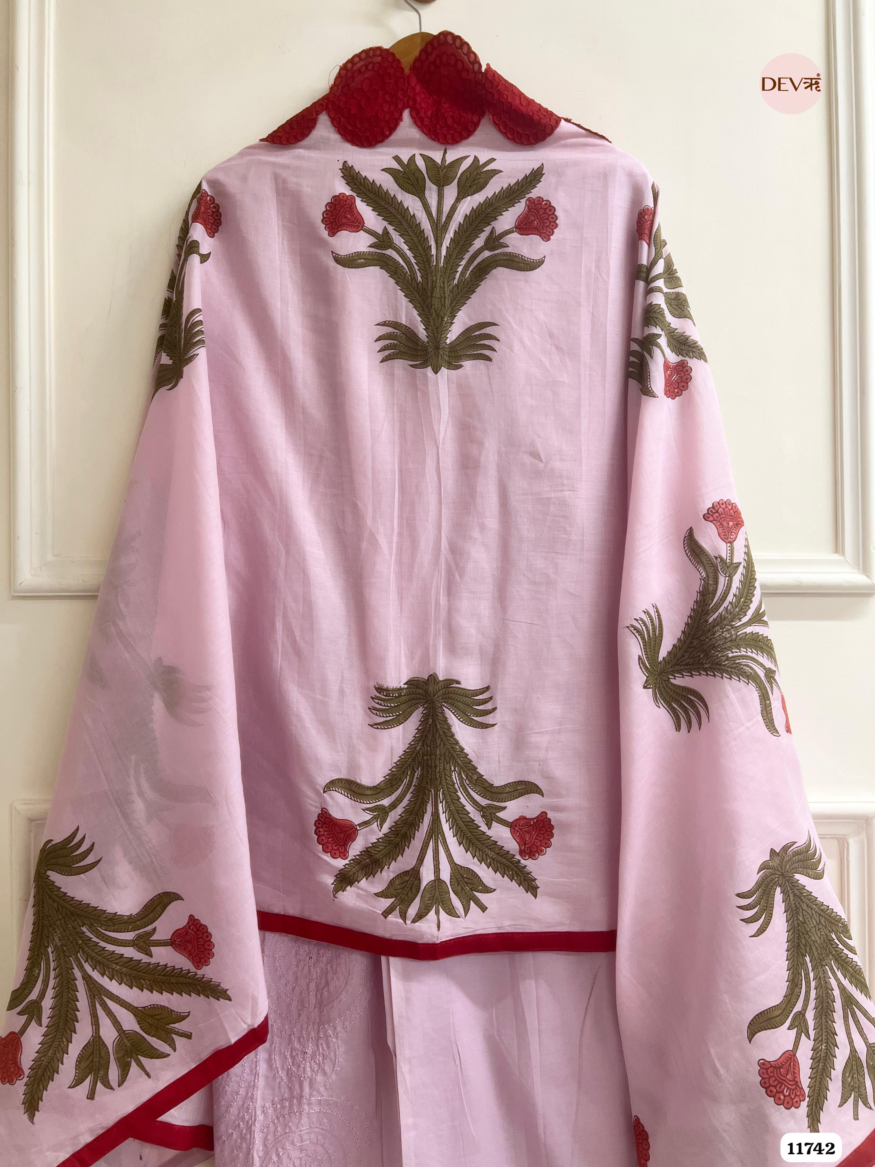 Light Purple Cotton Unstitched Embroidered -Set Of 3 {11742}