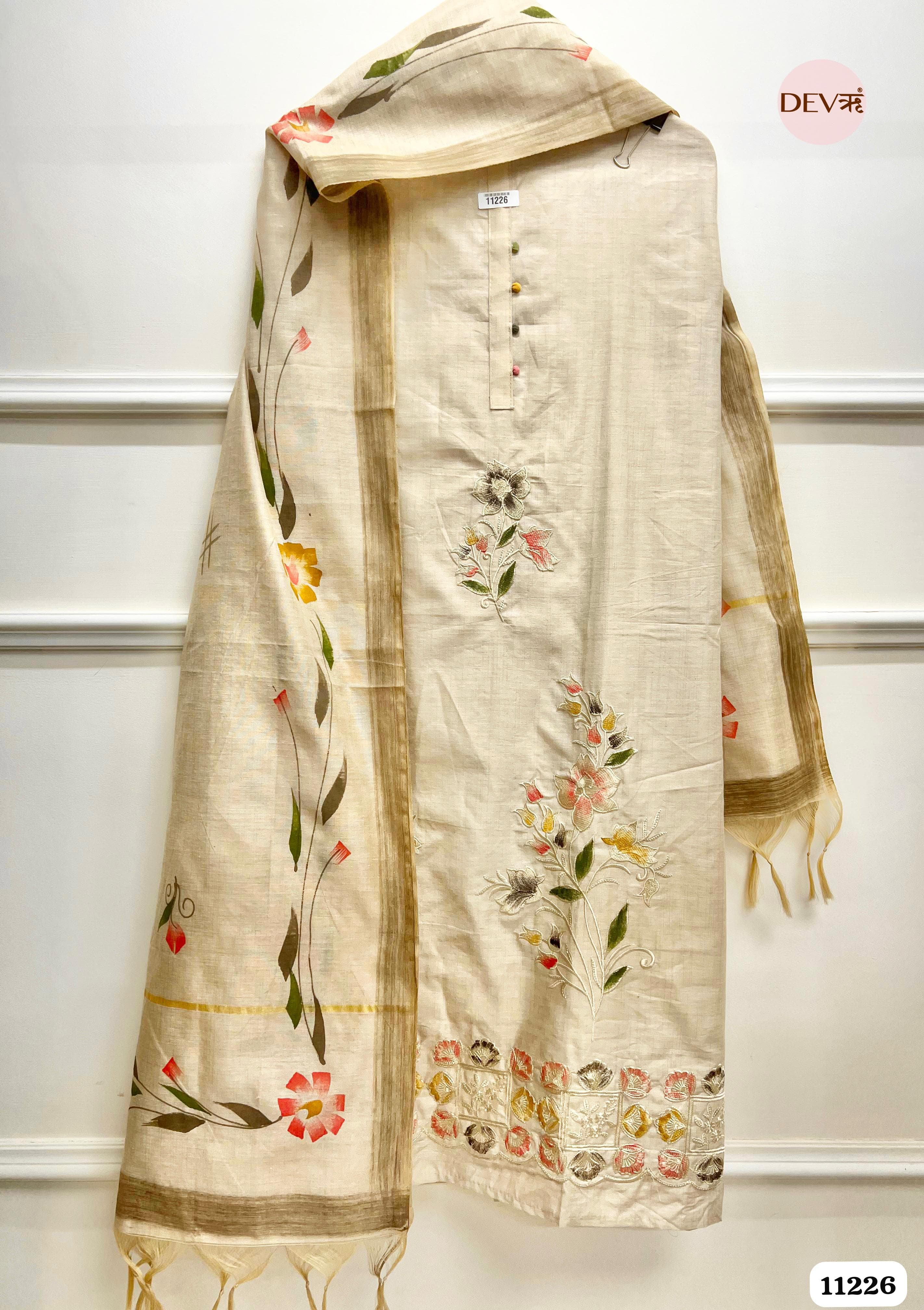 Creamy Linen Unstitched Printed -Set Of 3 {11226}