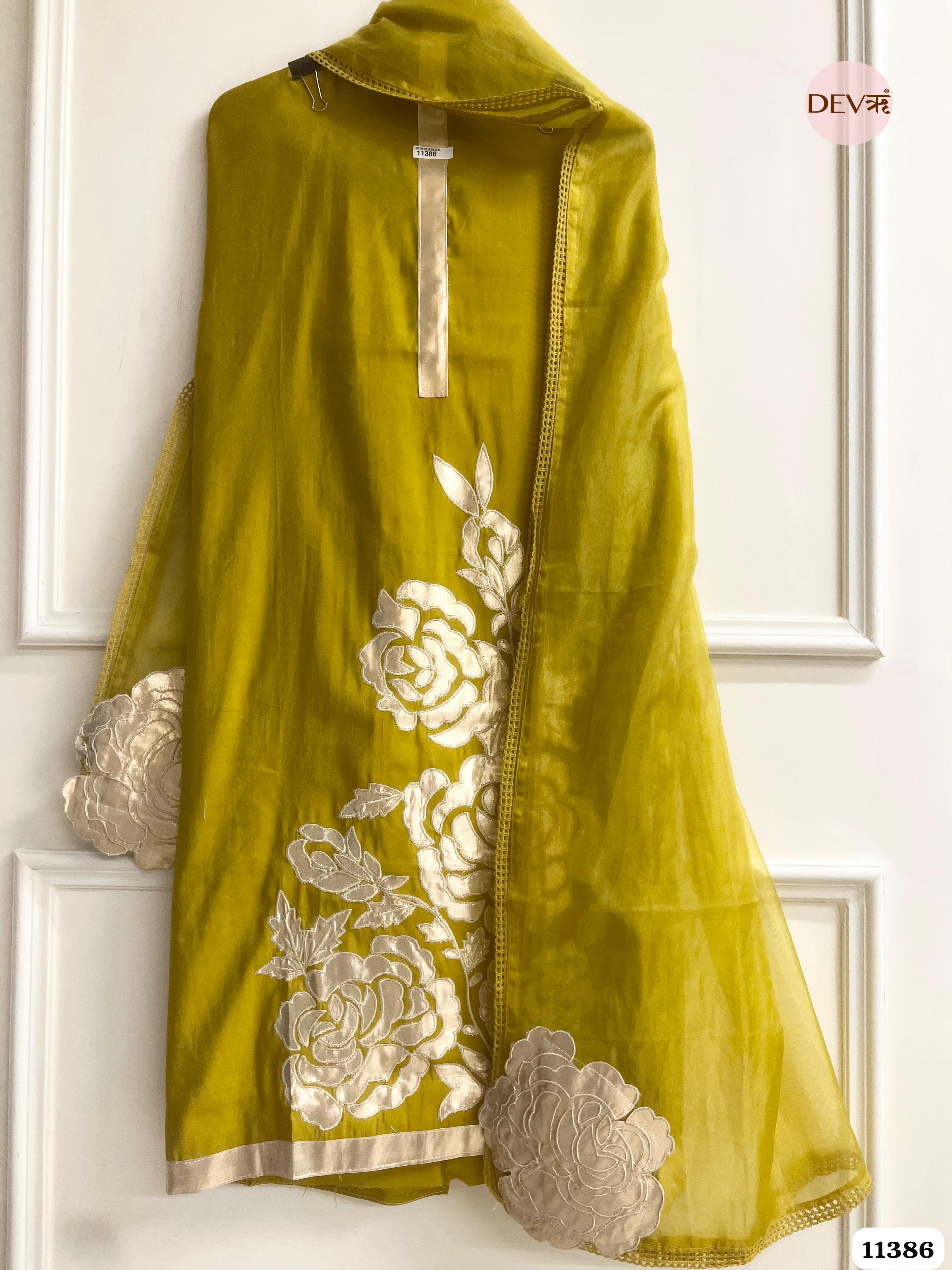 Green Modal Silk Unstitched Embroidered -Set Of 3