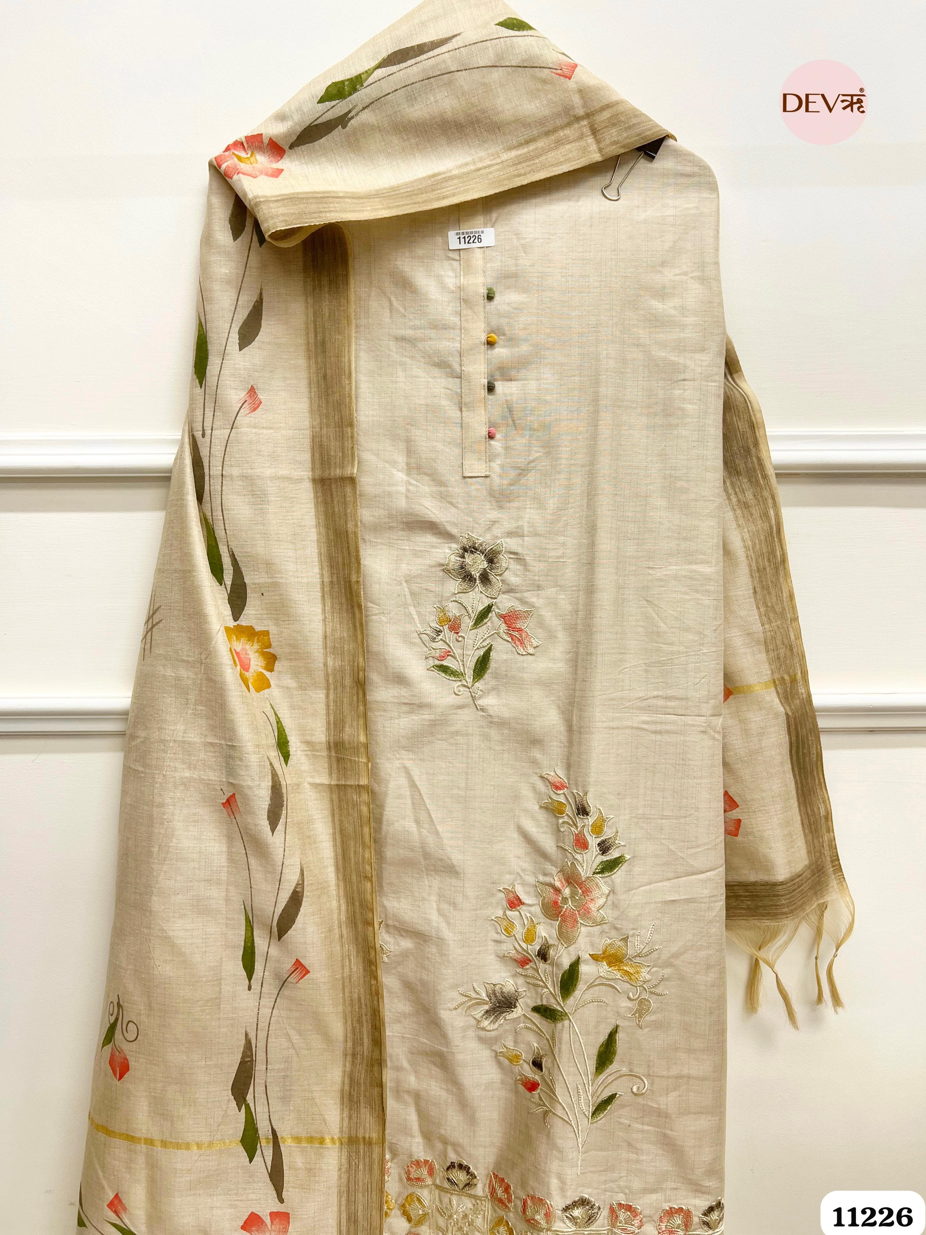 Creamy Linen Unstitched Printed -Set Of 3 {11226}