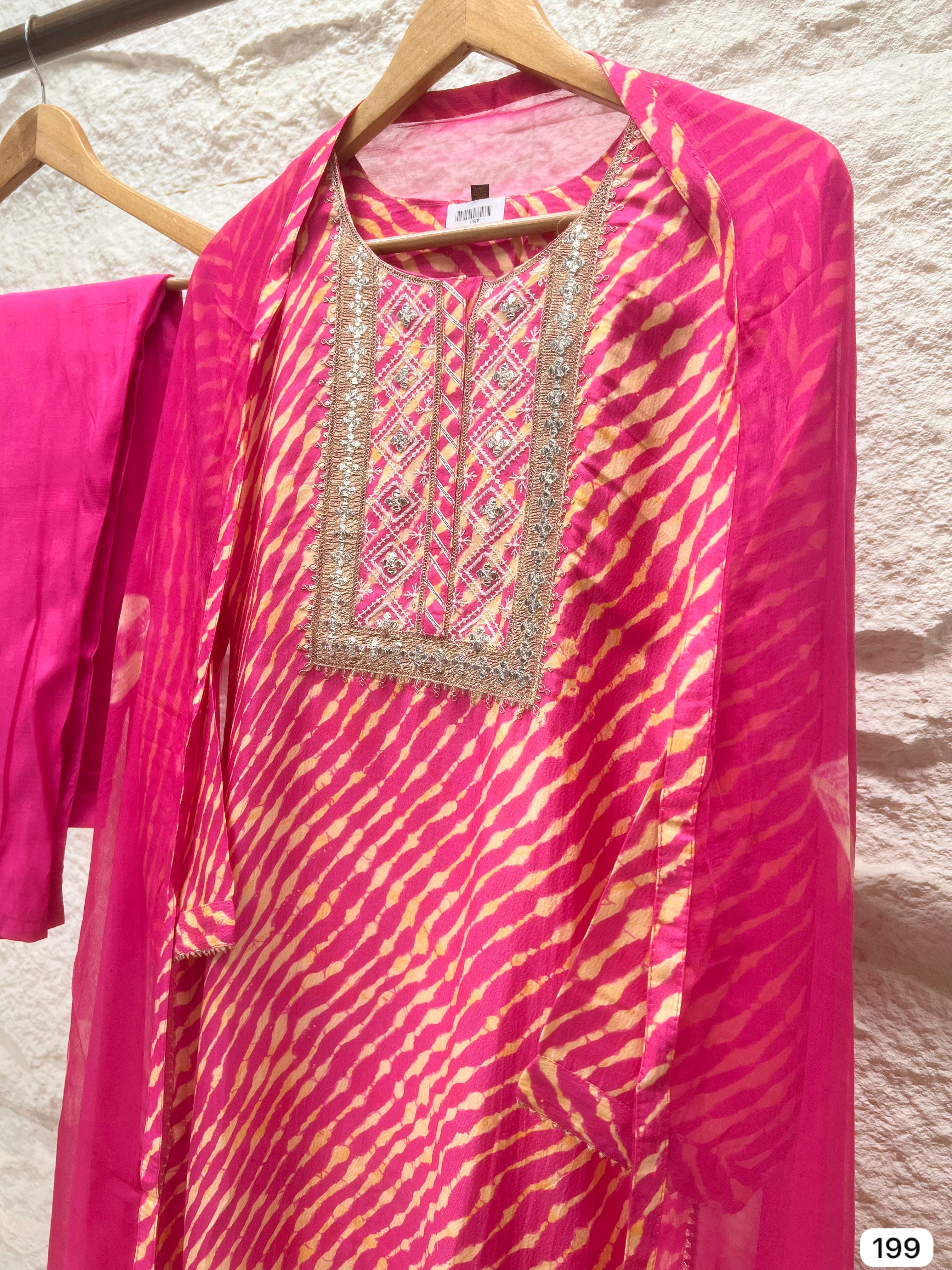 Aarohi Cotton Hand-Embroidered Blush Pink 3-Piece Set (Devri – D.No 199)