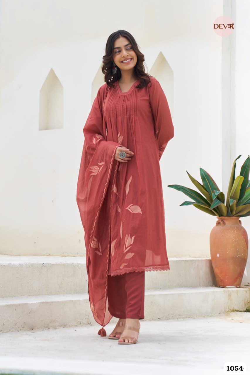 Terracotta Pintuck Mul Cotton 3-Piece Set {1054}