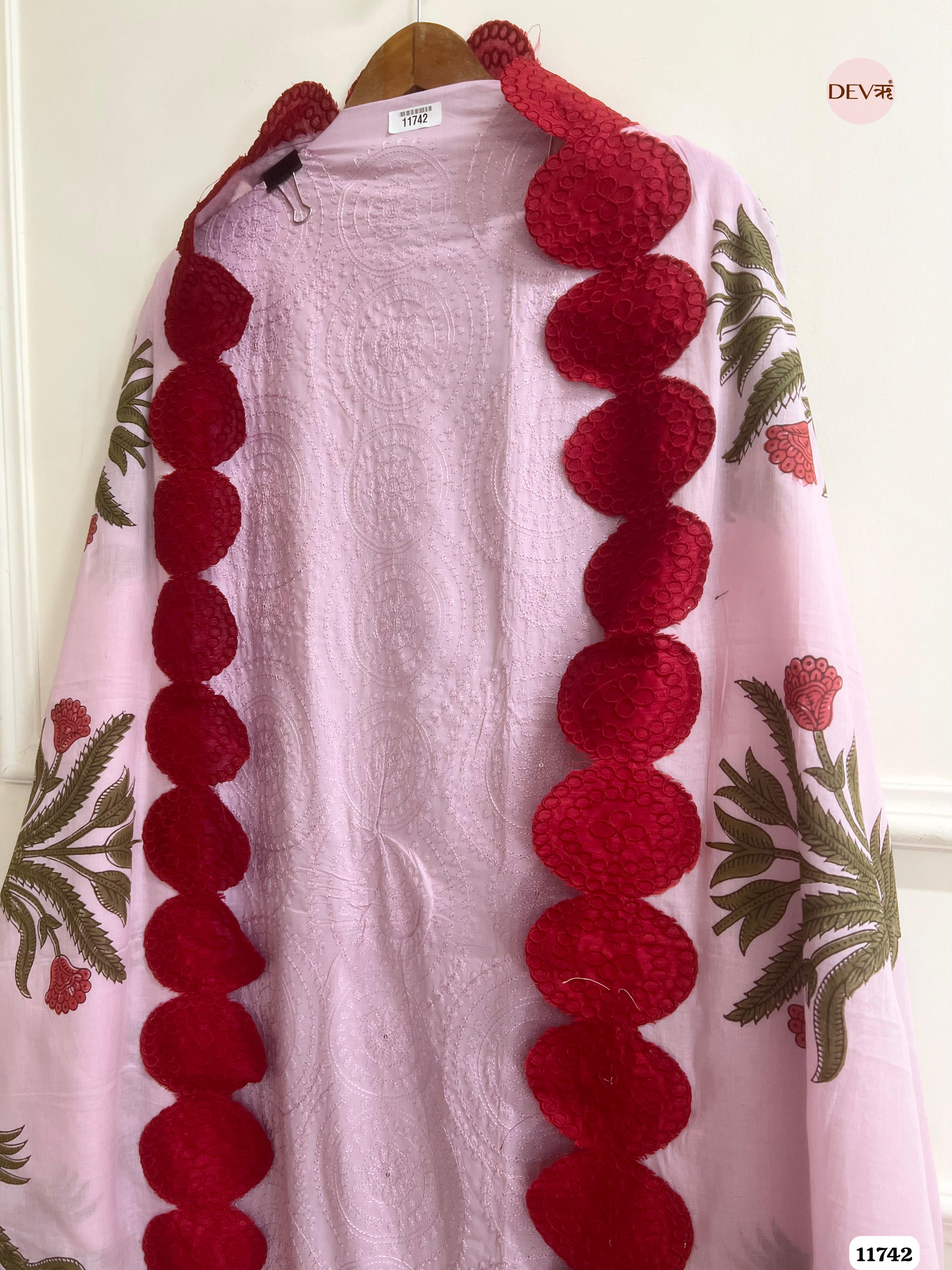 Light Purple Cotton Unstitched Embroidered -Set Of 3 {11742}