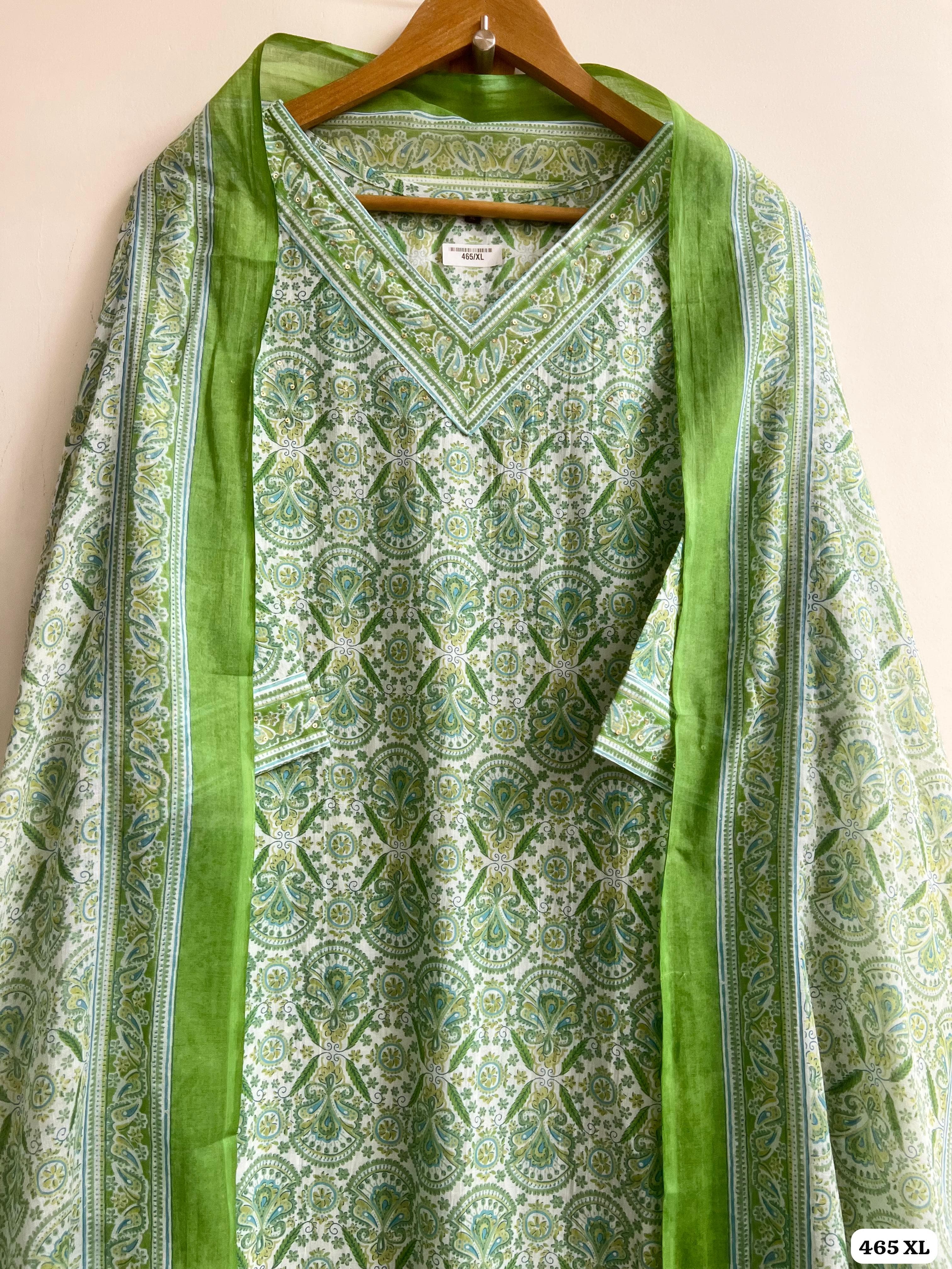 Green Cotton Printed Readymade Stitched - Set of 3