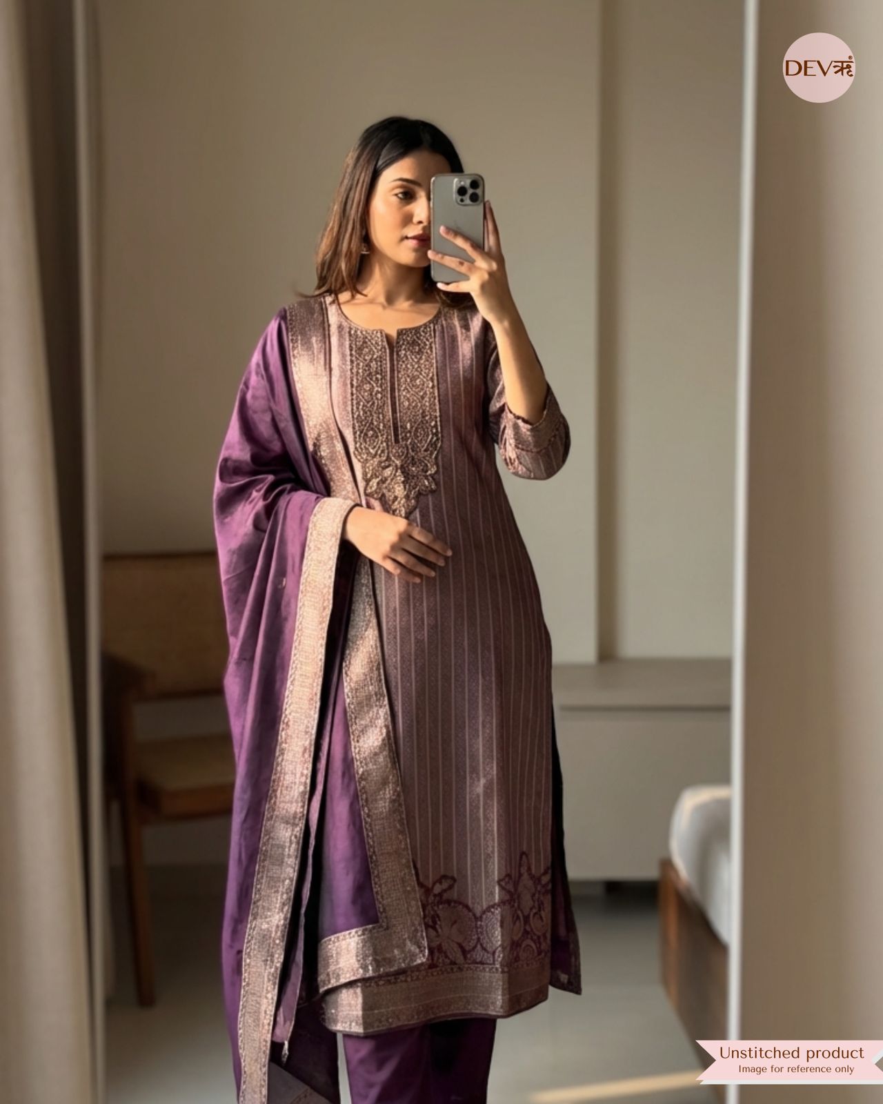 Deep Plum Pure Banarasi Silk Woven Unstitched 3-Piece Suit (Devri – D.No 12343)