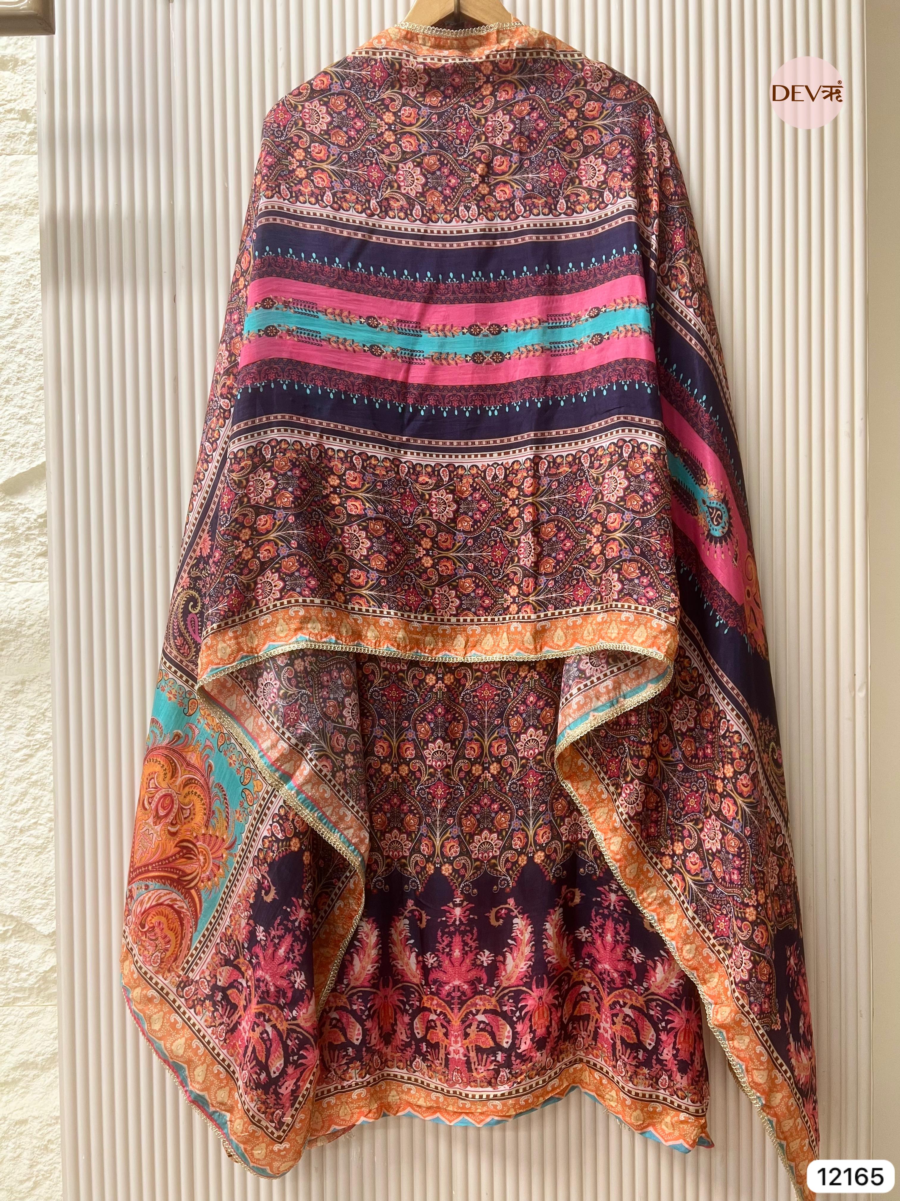 Multi Colour Organza Silk Semi Stitched Printed -Set Of 3 - {12165}