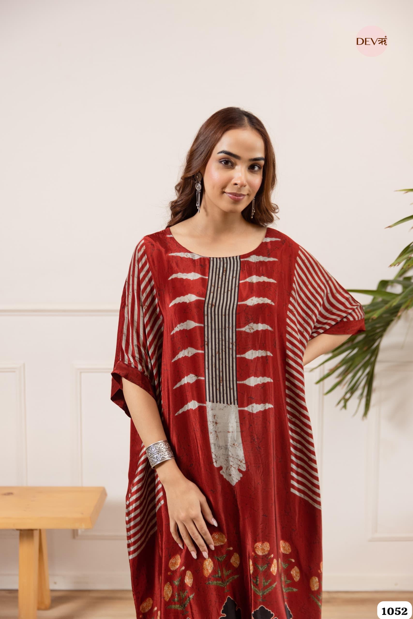 Rust Glow kaftan-inspired silhouette Crepe 2-Piece Set {1052}