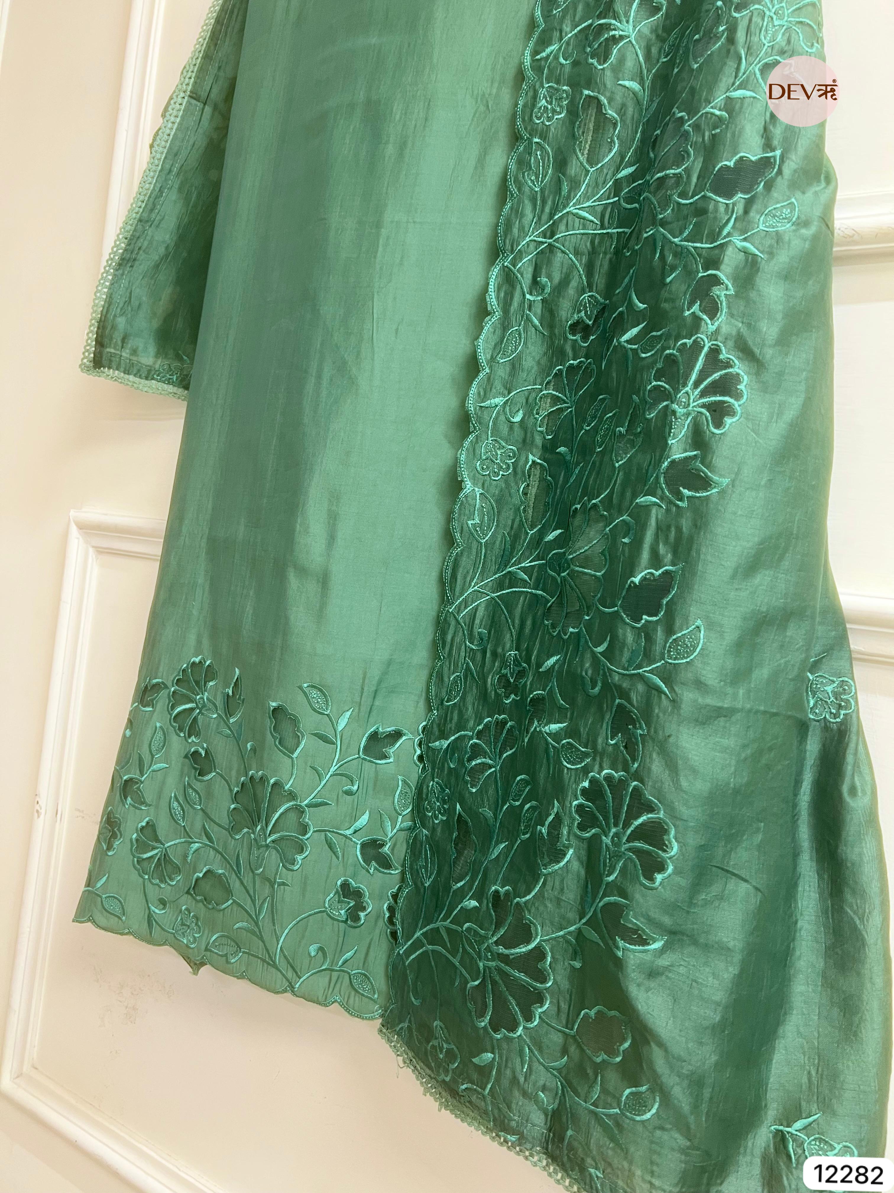 Emerald Modal Silk Embroidered Unstitched 3-Piece Suit (Devri – D.No 12282)