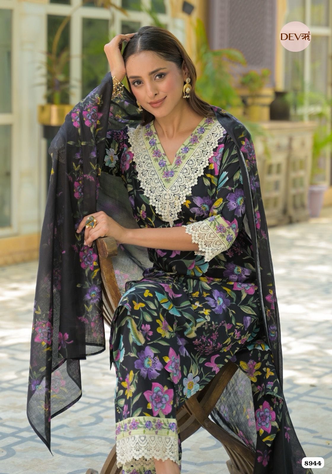 Black Cotton Stitched Printed Ready-Mades -Set Of 3 {8944}