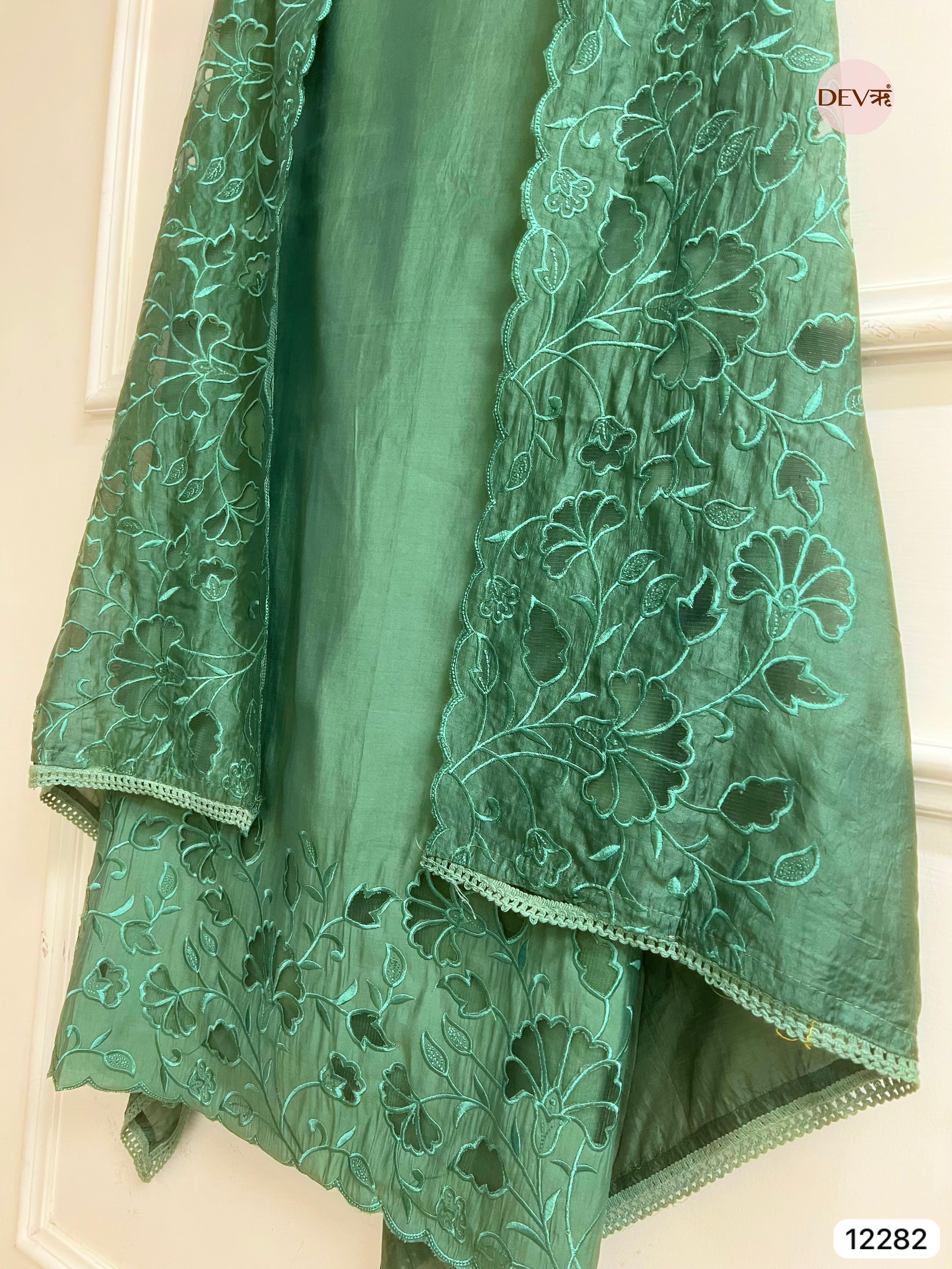 Emerald Modal Silk Embroidered Unstitched 3-Piece Suit (Devri – D.No 12282)