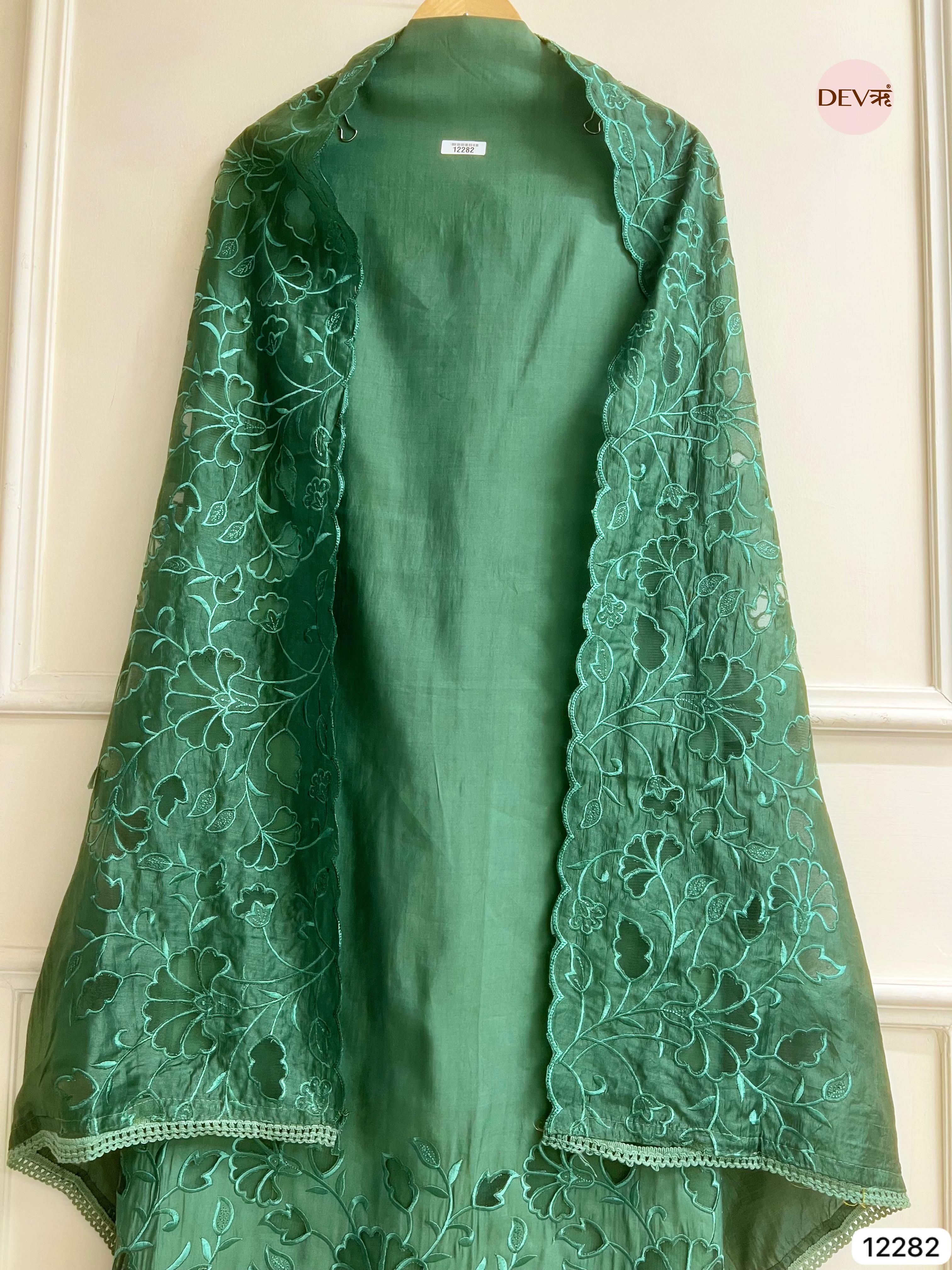 Emerald Modal Silk Embroidered Unstitched 3-Piece Suit (Devri – D.No 12282)