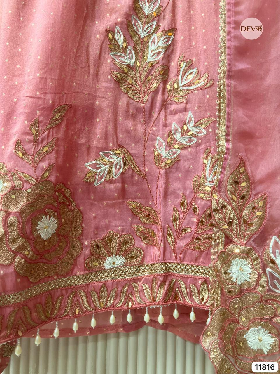 Blush Pink Shimmer Silk Embroidered Unstitched 3-Piece Suit (Devri – D.No 11816)