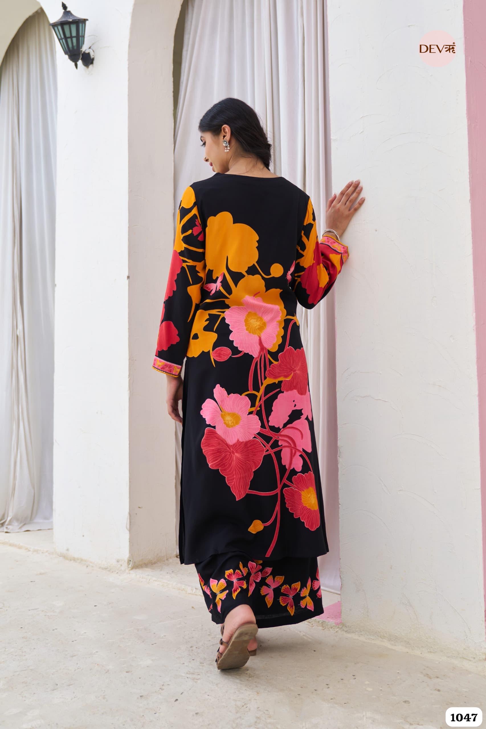 Black Printed Co-ord Set Of 2 - {1047}