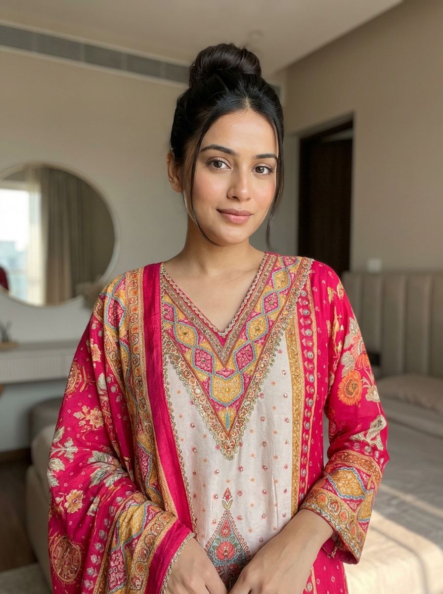 Crimson Bloom Crepe 3-Piece Set {1039}