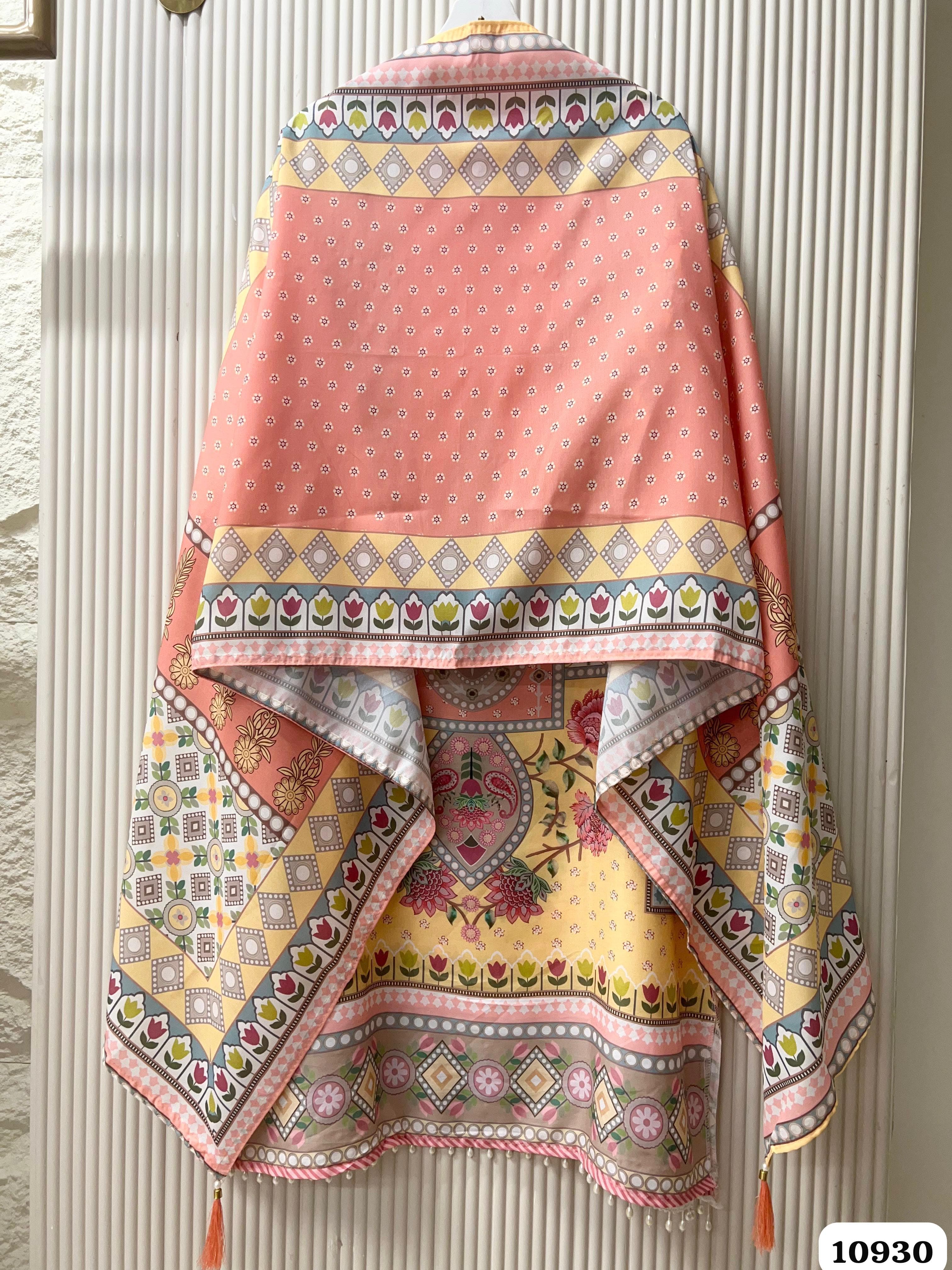 Yellow/Pink Semi Stitched Printed -Set Of 3 {10930}