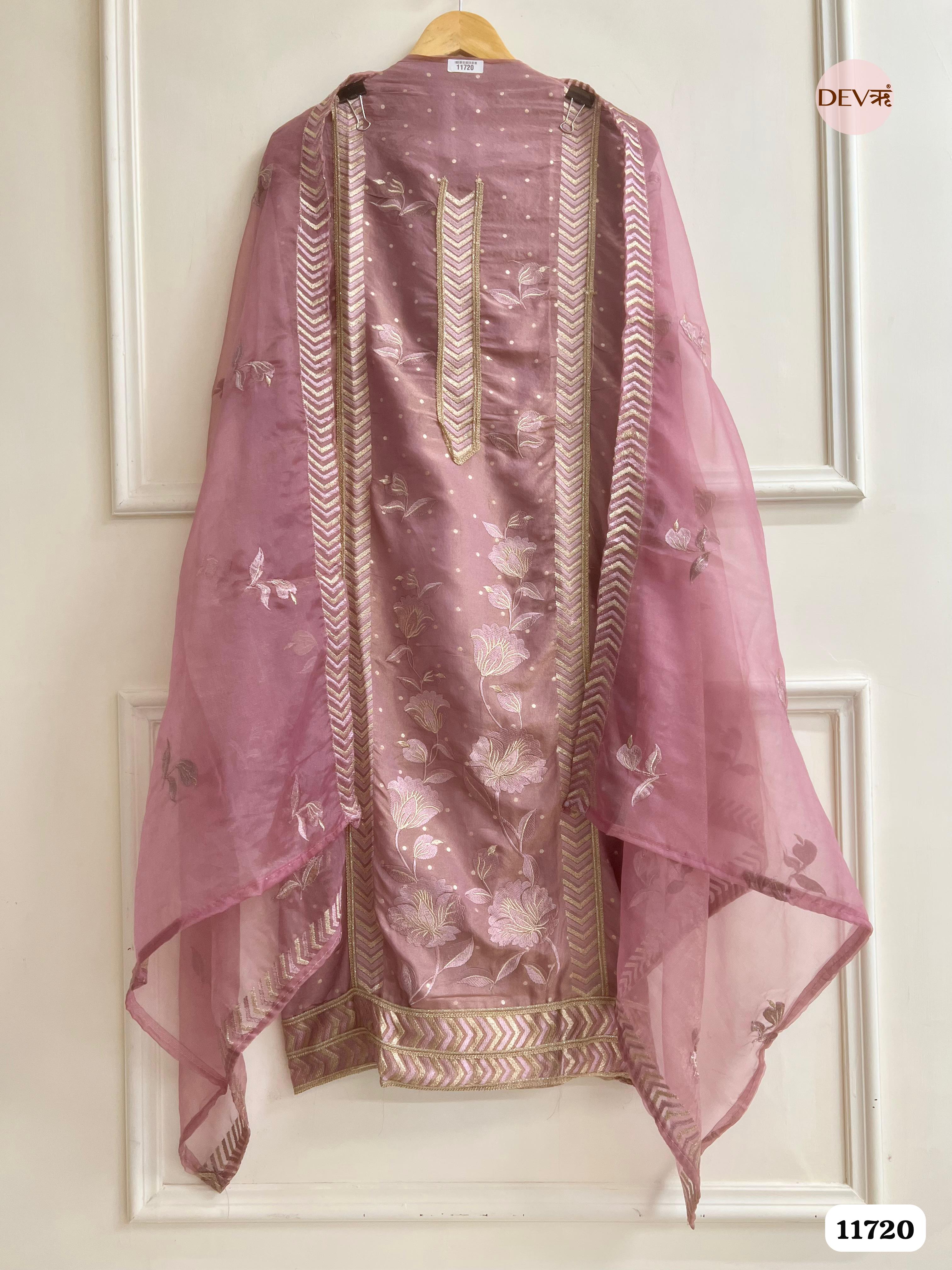Purple Tissue Shimmer Unstitched Embroidered -Set Of 3 {11720}