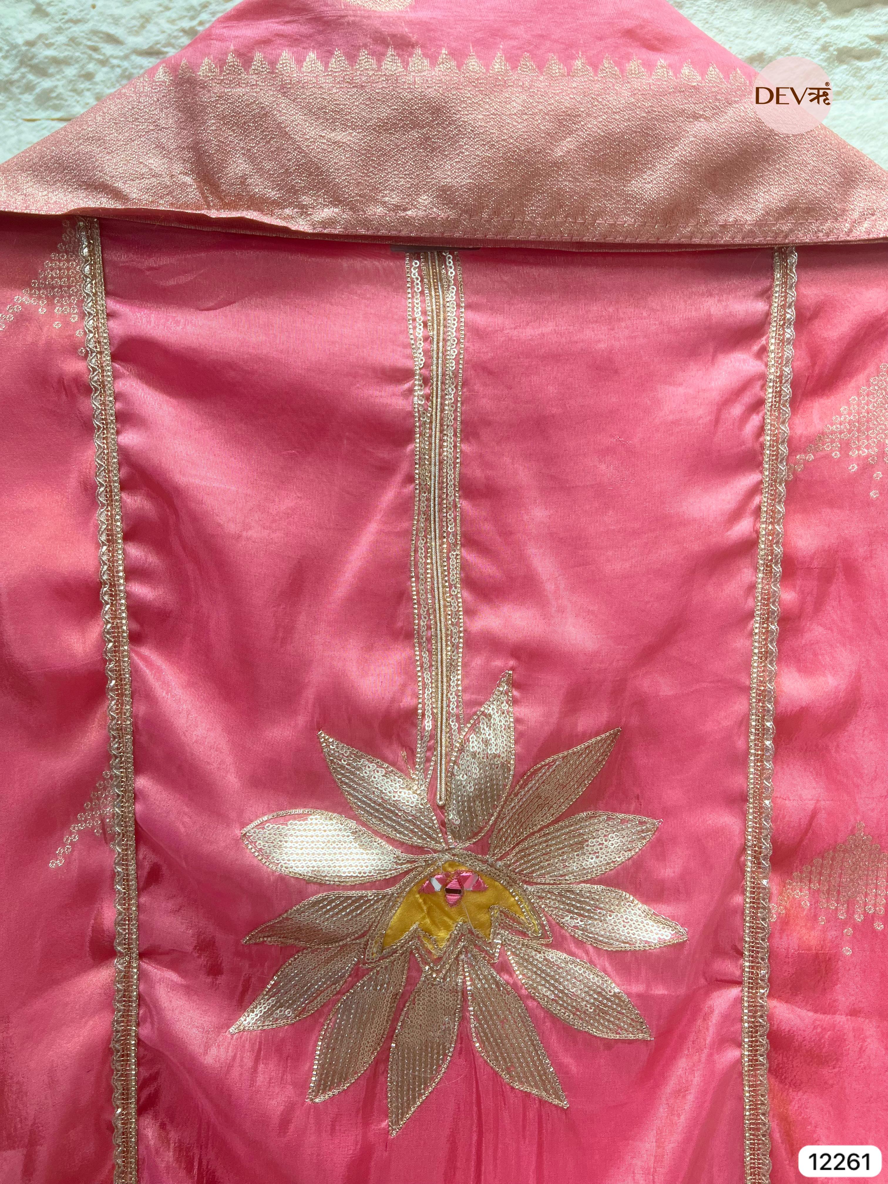 Pink Shimmer Silk Embroidered Unstitched 3-Piece Suit (Devri – D.No 12261)