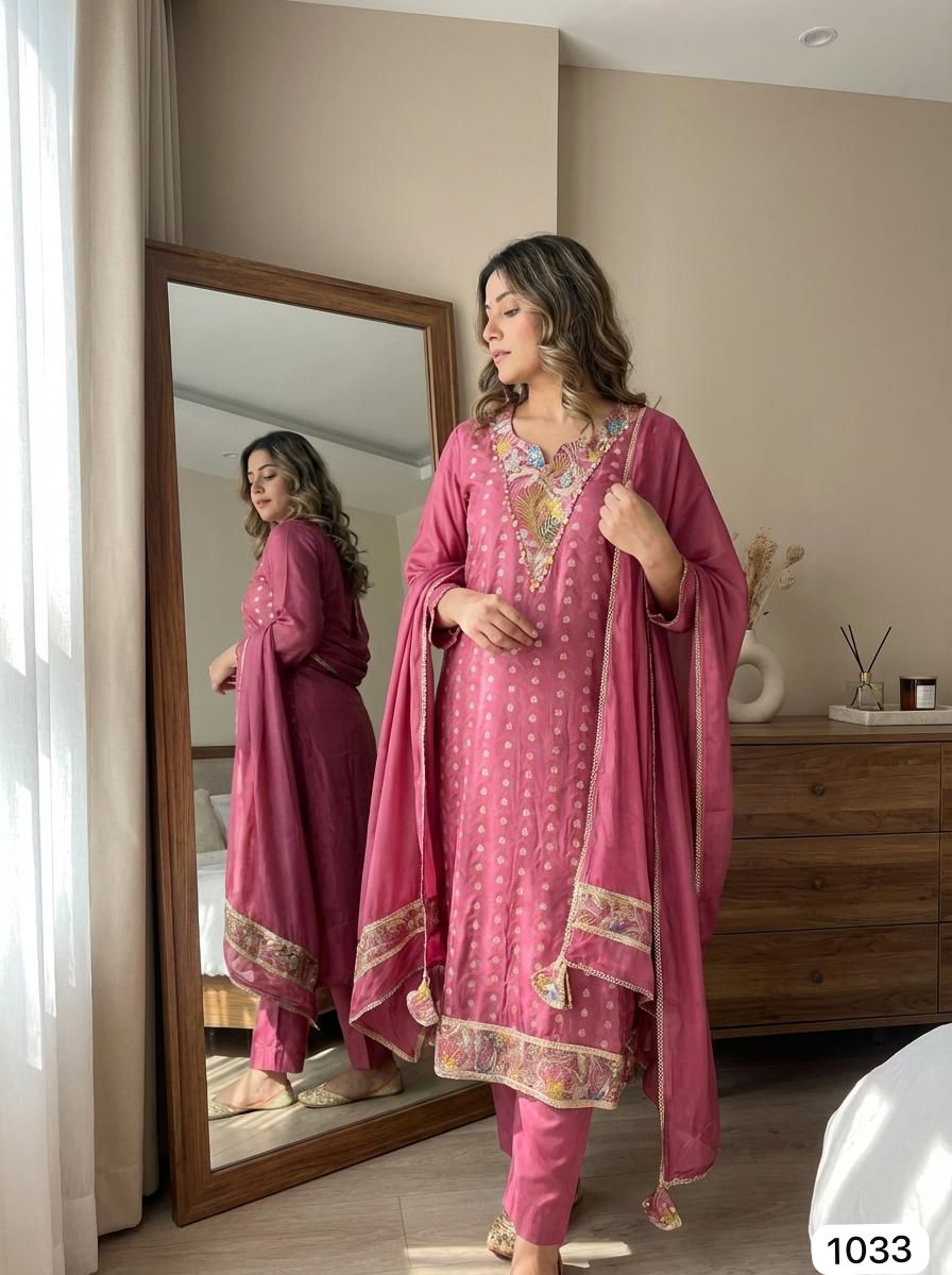 Rose Glow Chinon Silk 3-Piece Set {1033}