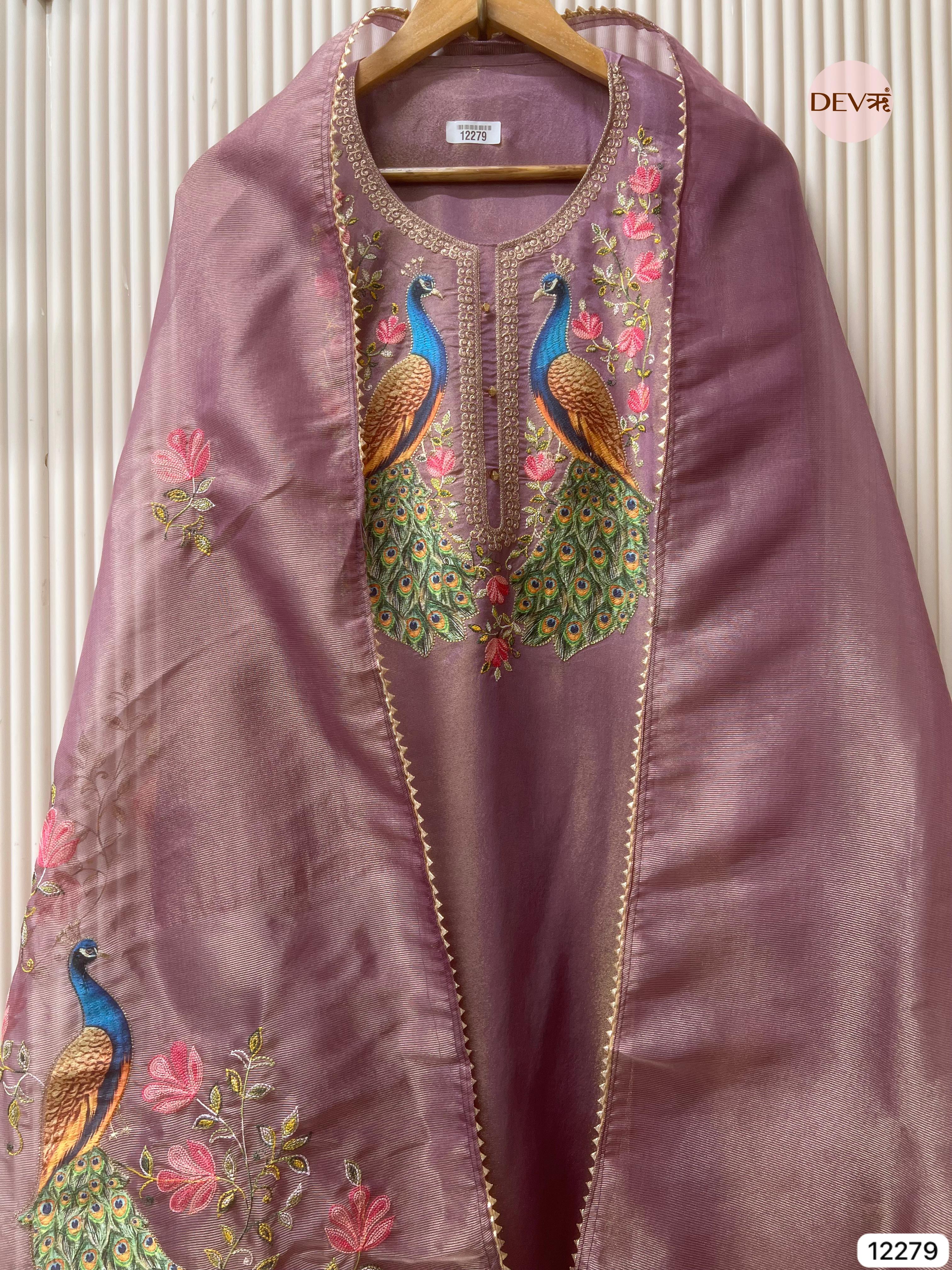 Purple Shimmer Tissue Unstitched -Set Of 3 - {12279}