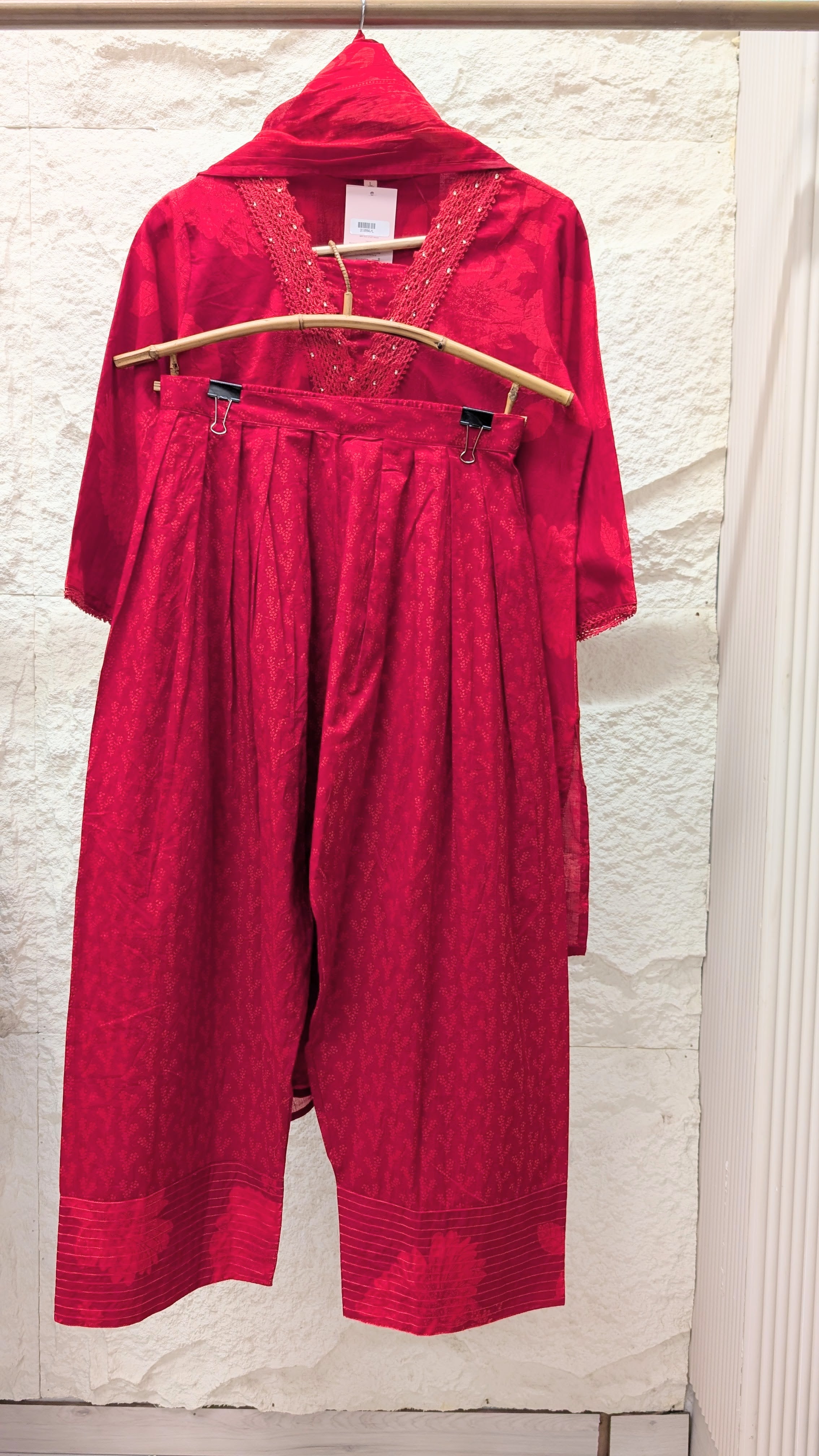 Gulnaar Pure Cotton Printed Maroon 3-Piece Set (Devri – D.No 21094)
