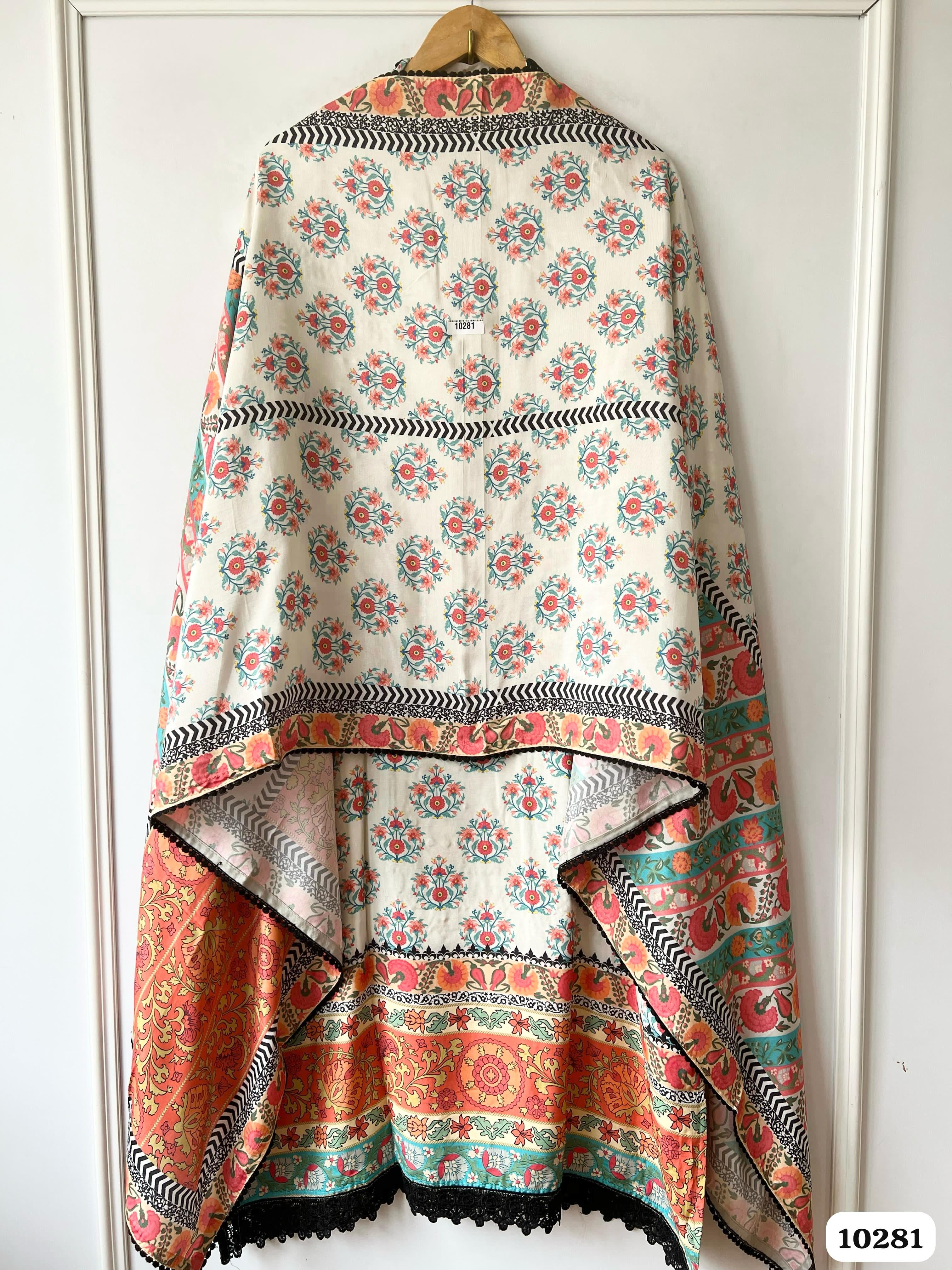 Multi Colour Pure Muslin Semi Stitched-Set Of 3 - {10281}