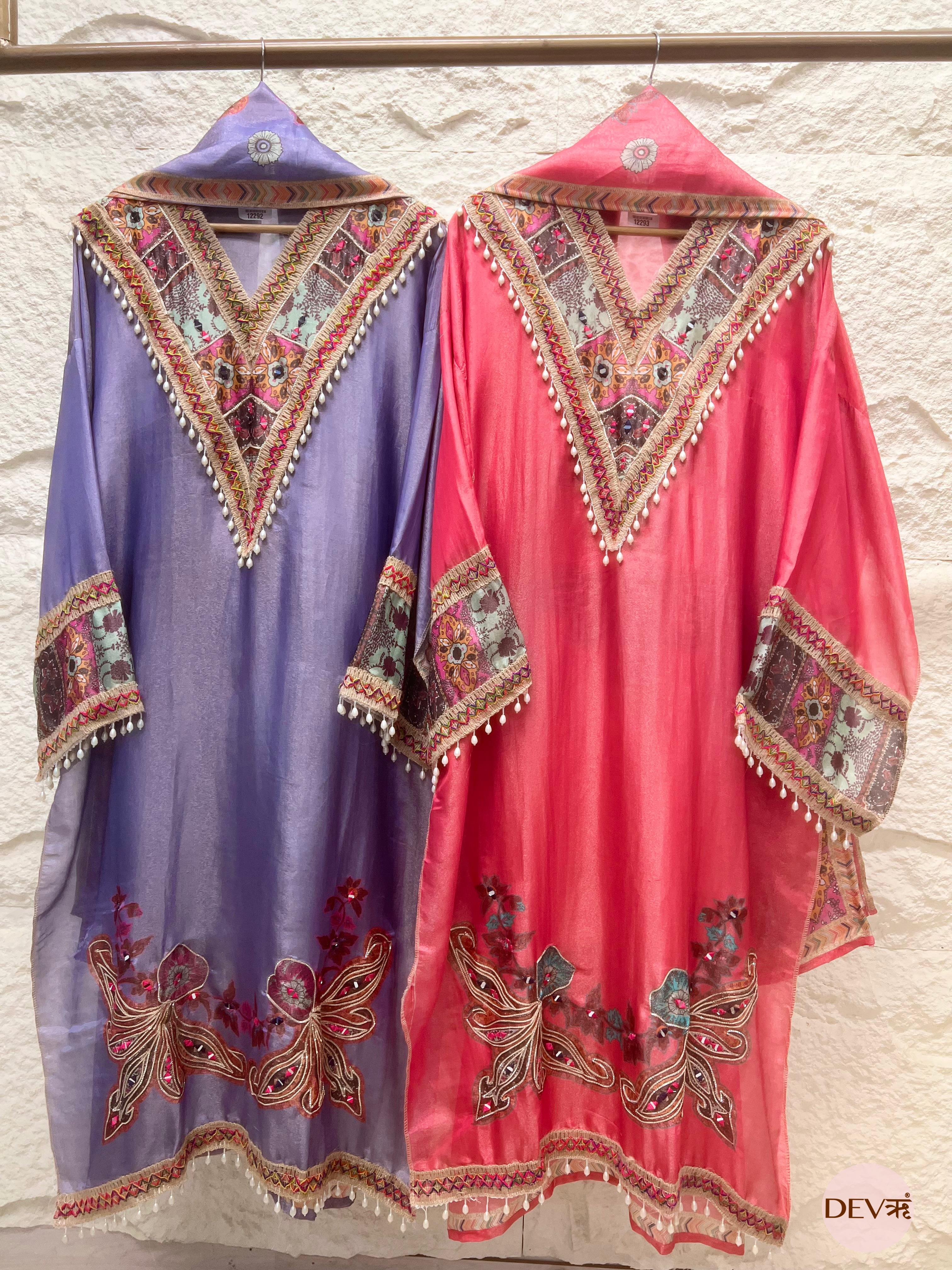 Lavender Shimmer Silk Printed Unstitched 3-Piece Suit (Devri – D.No 12292)