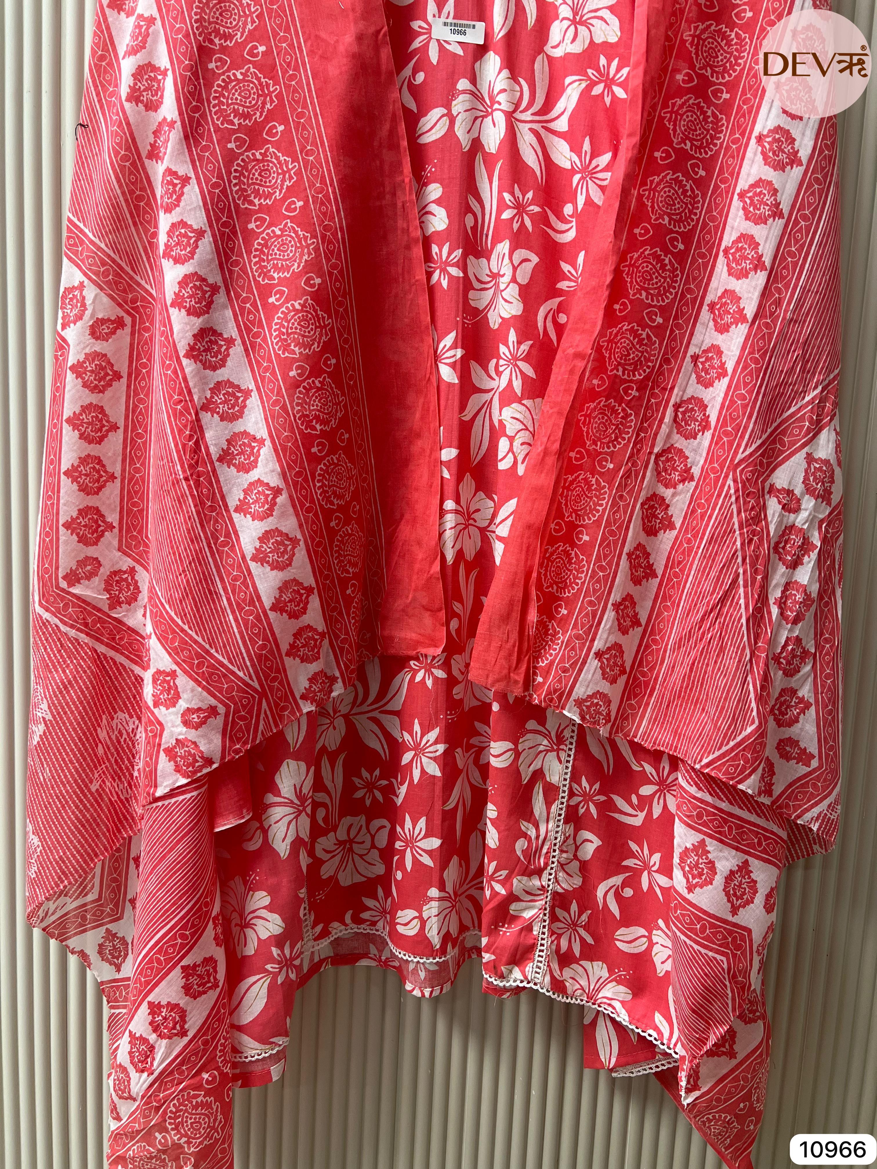 Pink cotton unstitched printed -set of 3