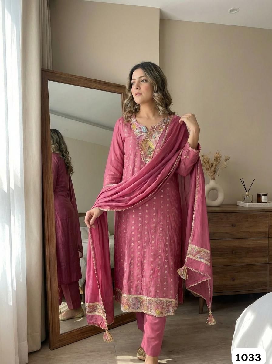 Rose Glow Chinon Silk 3-Piece Set {1033}