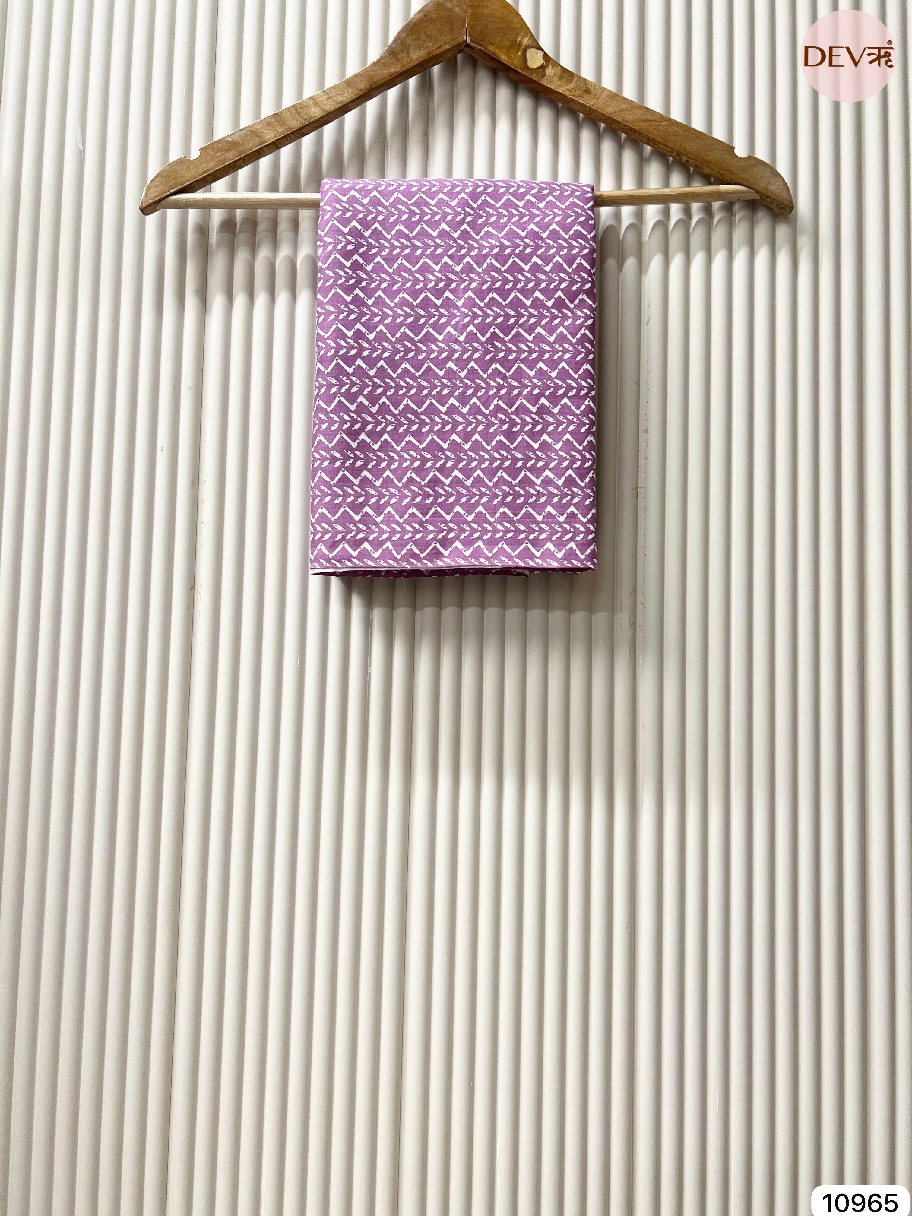 Purple cotton unstitched printed -set of 3 {10965}