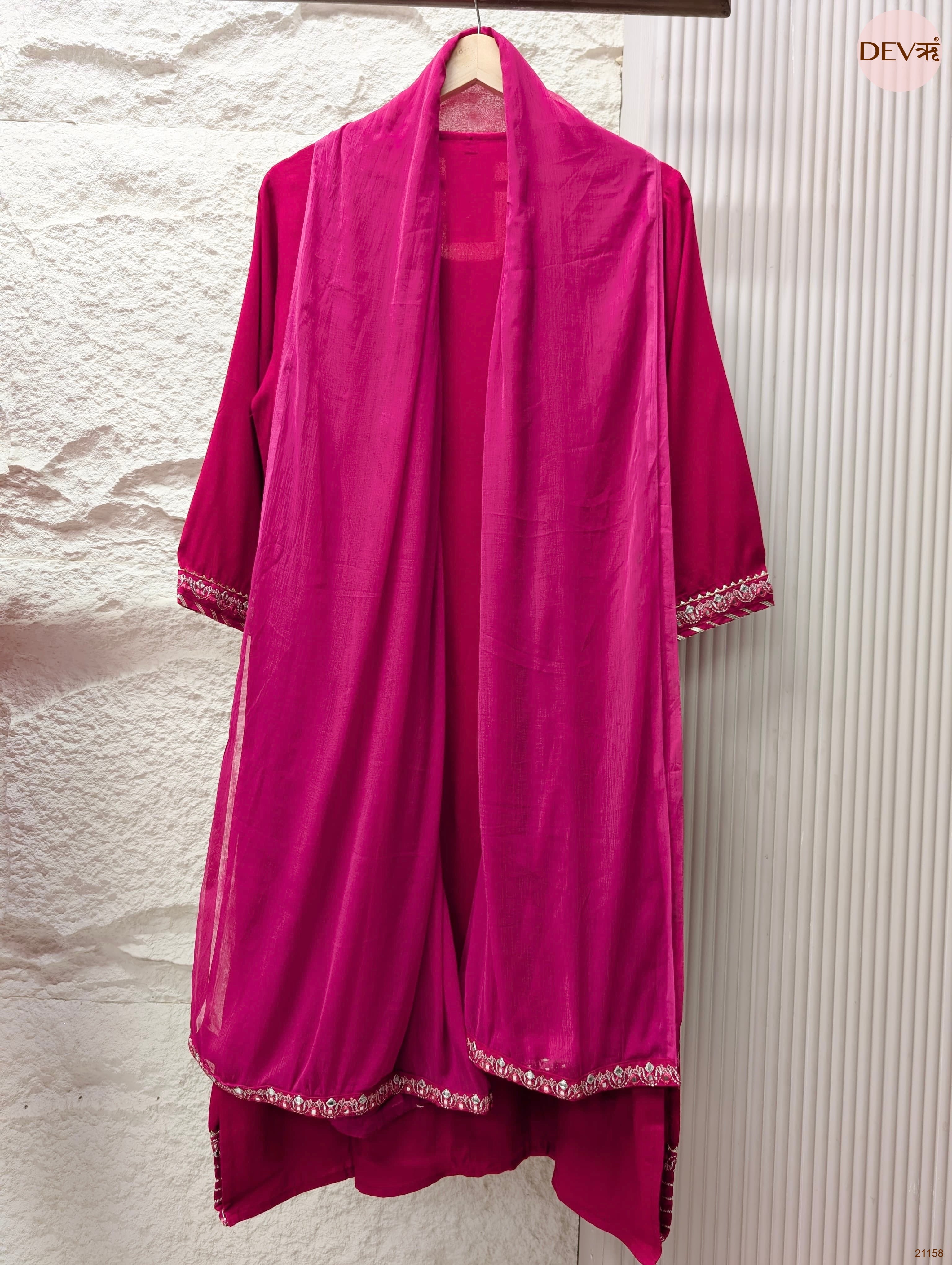 Gulnaar Reyon Embroidered Fuchsia 3-Piece Set (Devri – D.No 21158)