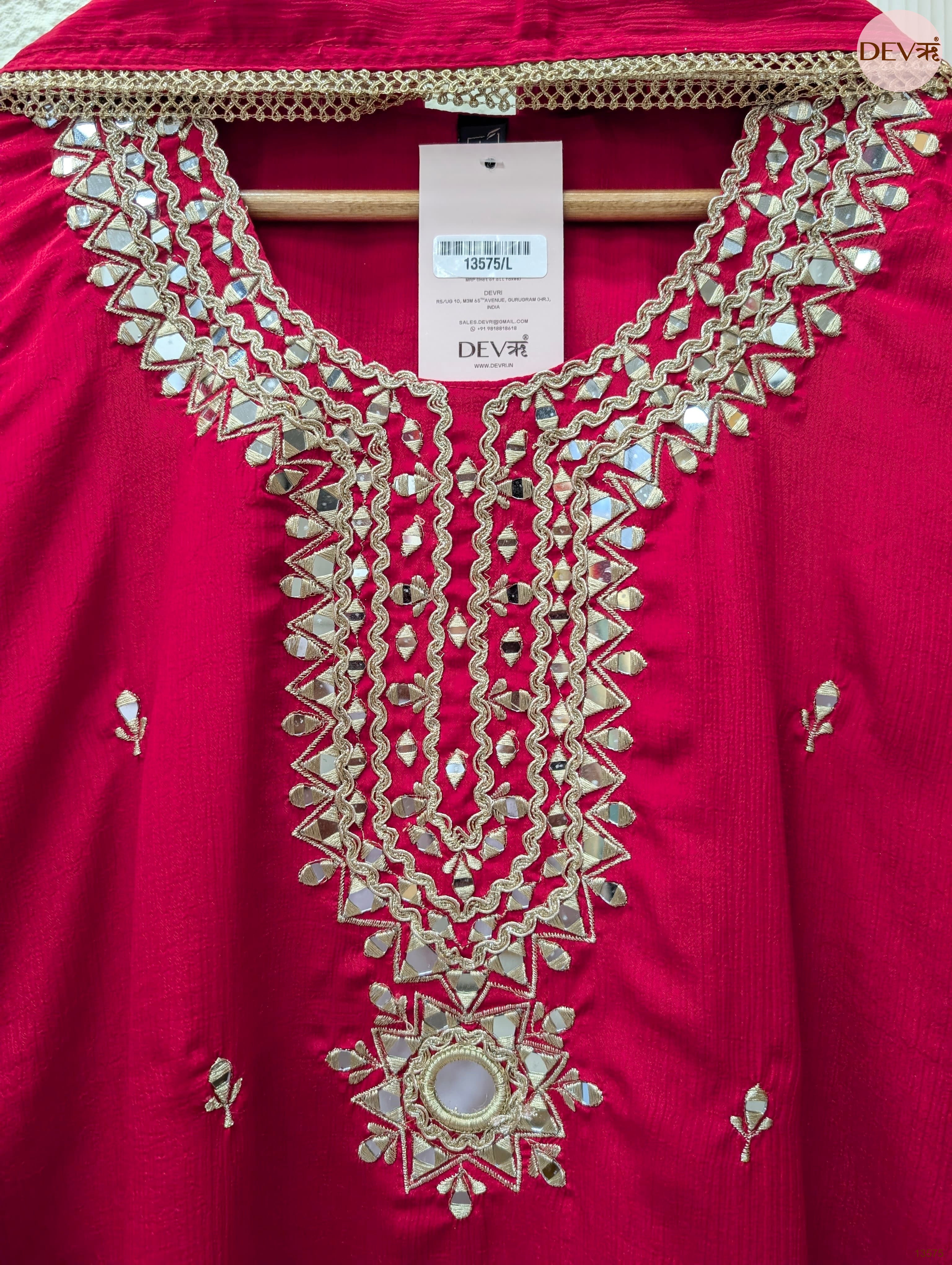 Gulnaar Chinon Embroidered Magenta 3-Piece Set (Devri – D.No 13575)