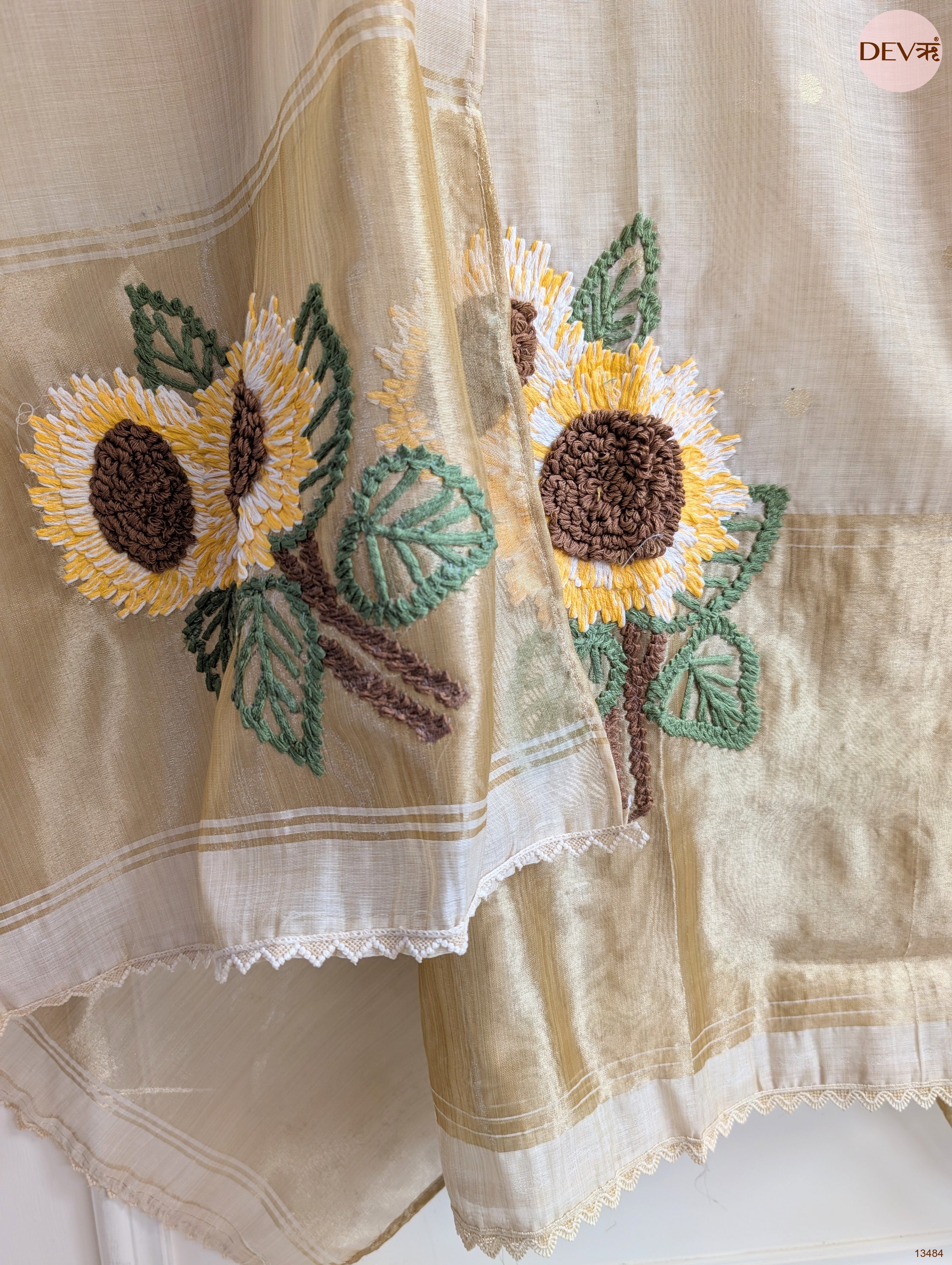 Beige Banarashi Silk Embroidered Unstitched 3-Piece Suit (Devri – D.No 13484)