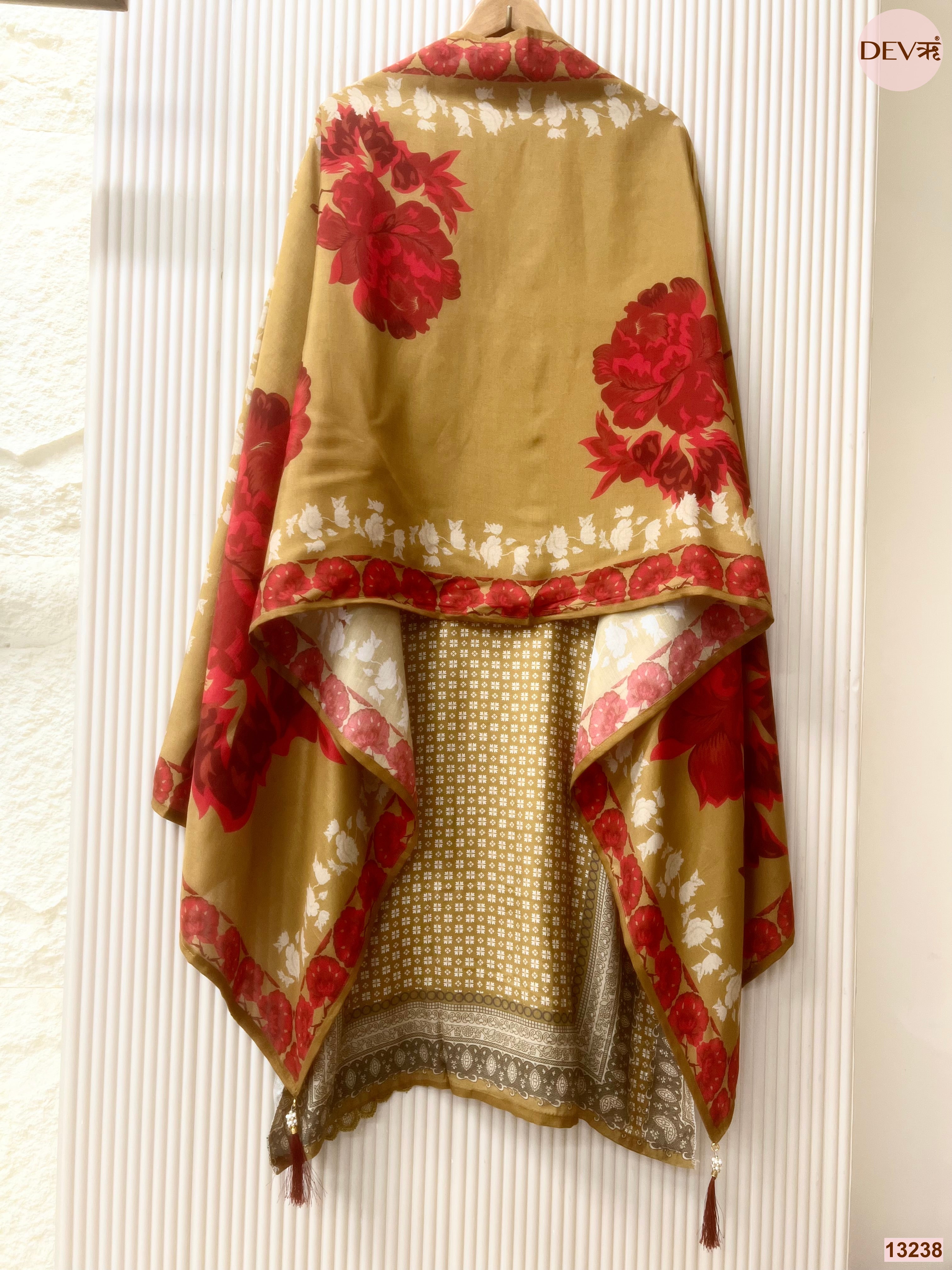 Mustard Muslin Printed Unstitched 3-Piece Suit (Devri – D.No 13238)