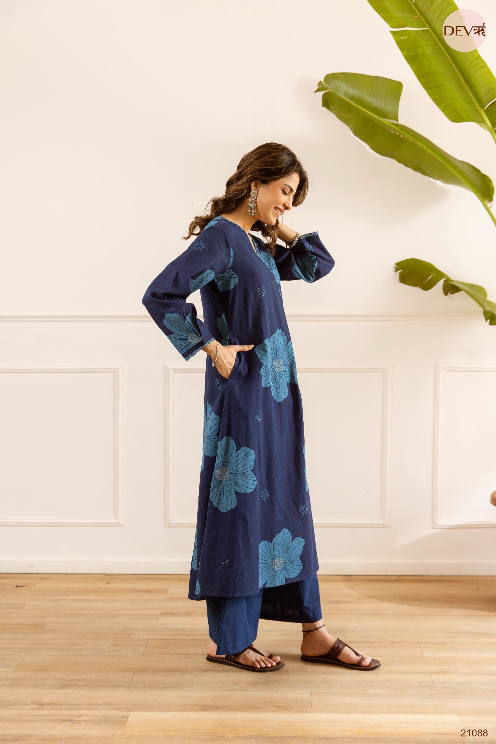Neelambara Cotton flex Printed Navy Blue 2-Piece Set (Devri – D.No 21088)