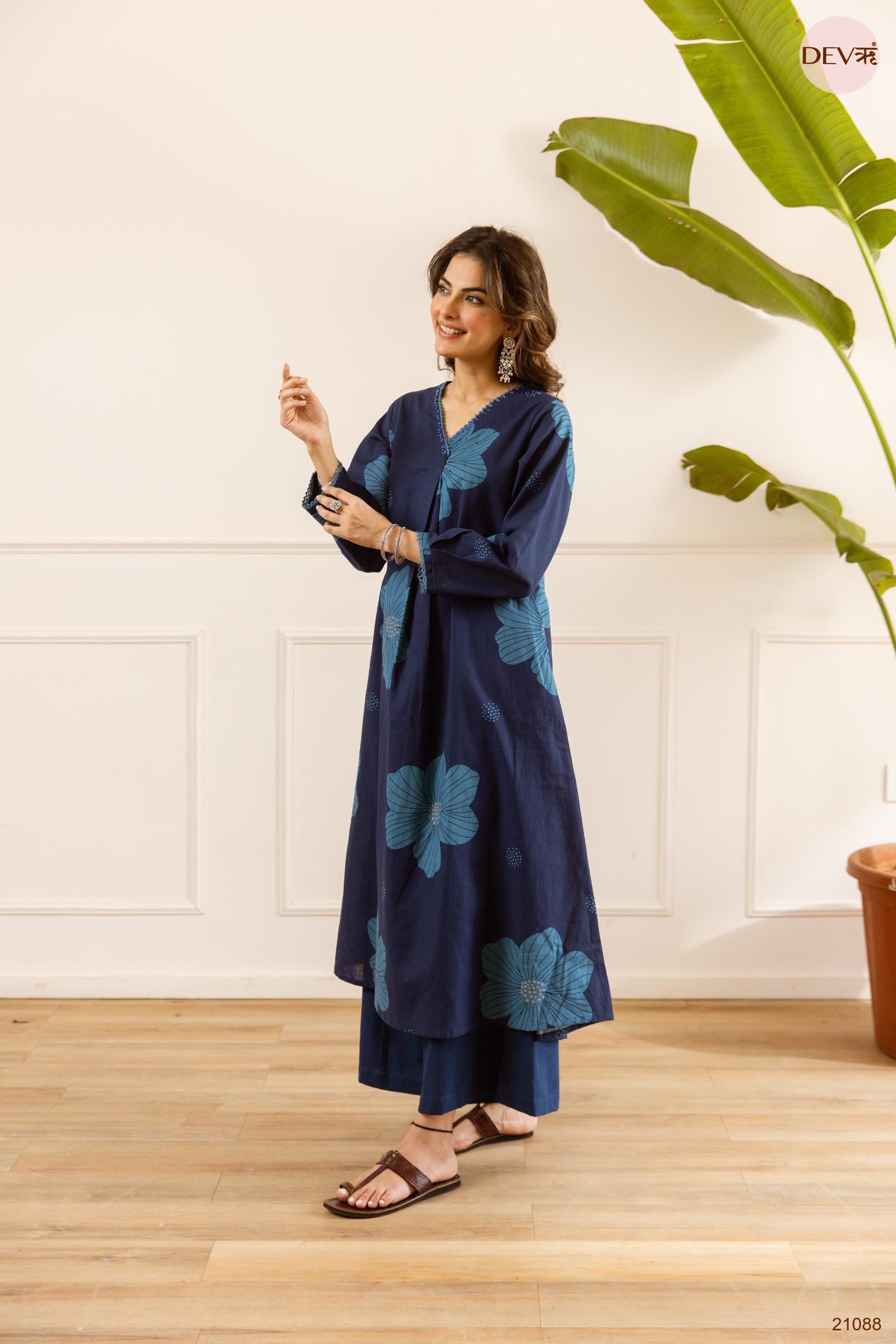 Neelambara Cotton flex Printed Navy Blue 2-Piece Set (Devri – D.No 21088)