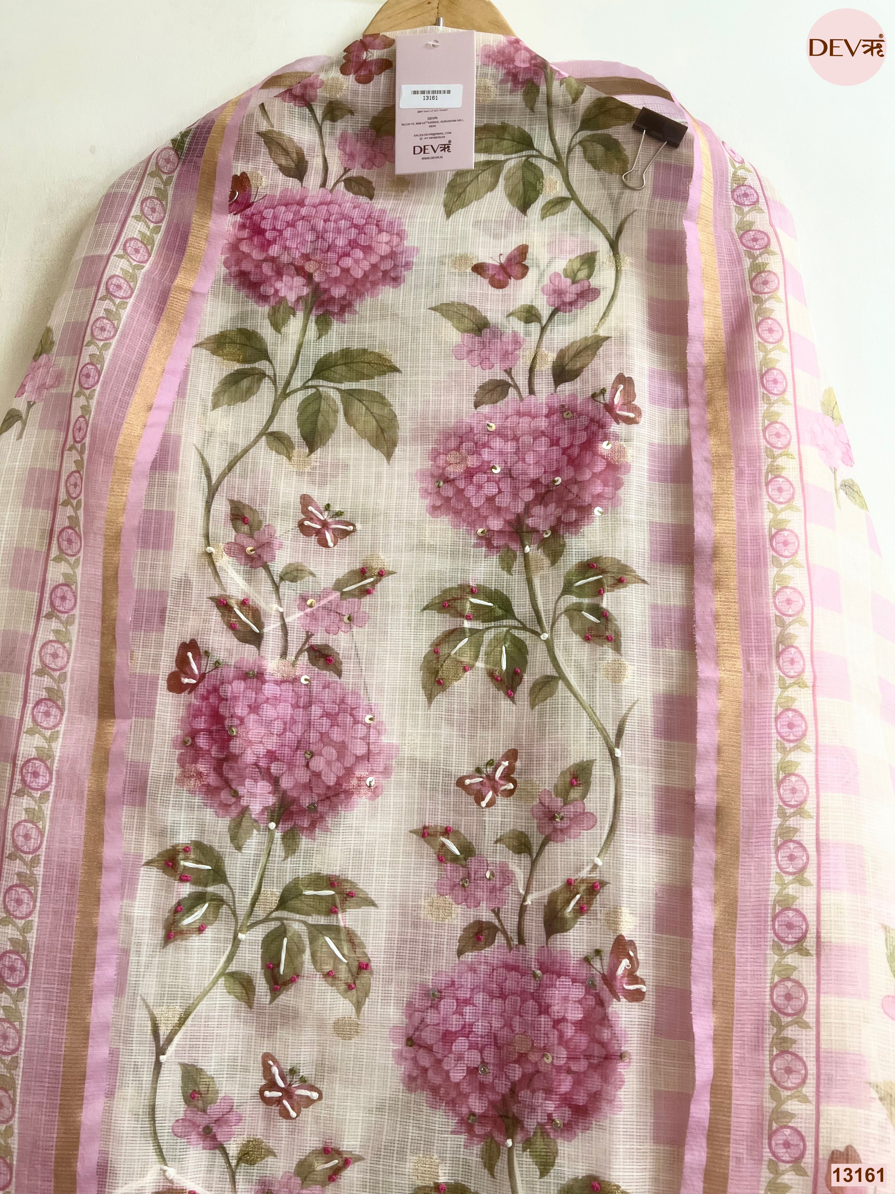 Pink Kota Printed Unstitched 3-Piece Suit (Devri – D.No 13161)