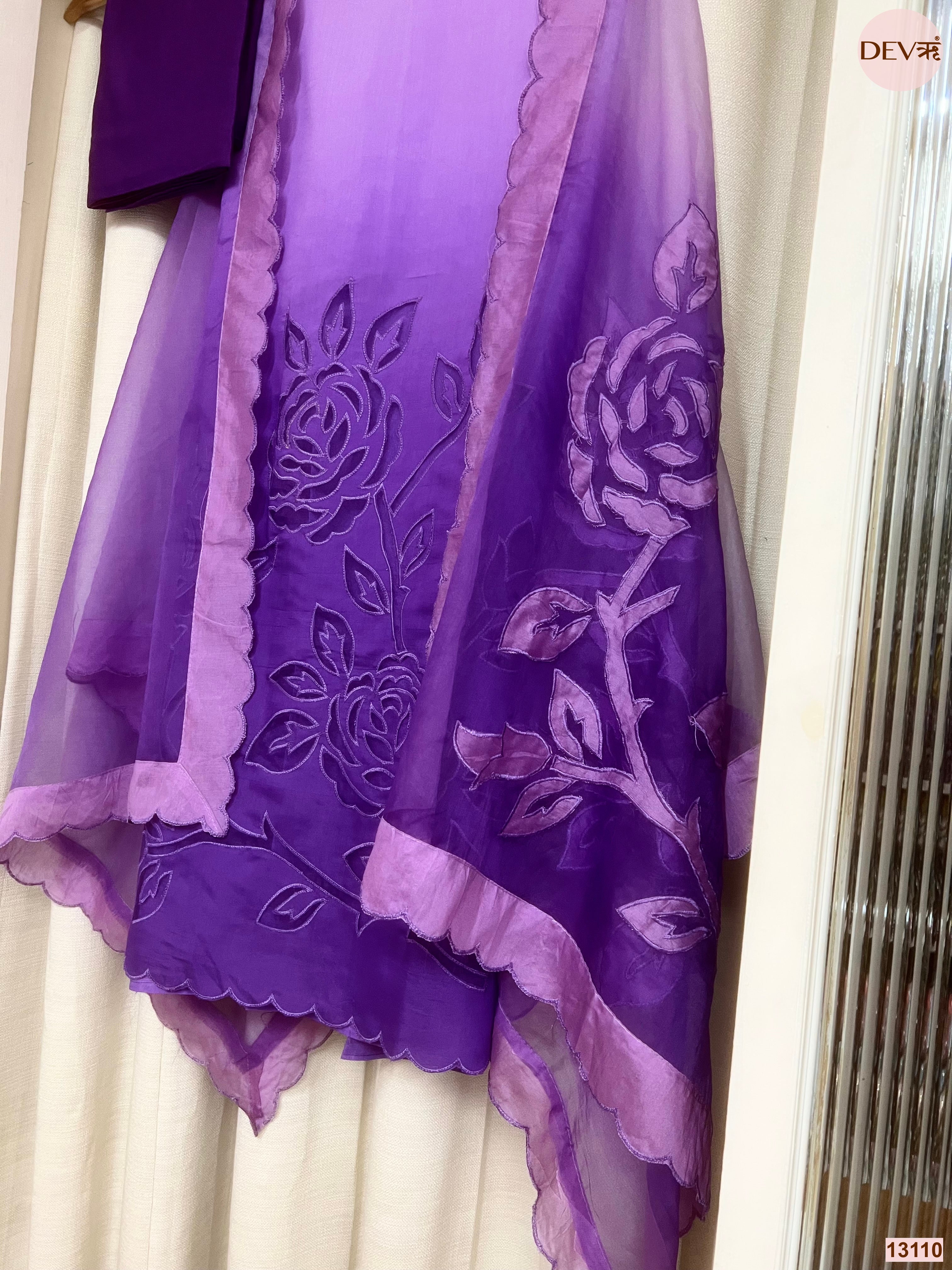 Purple Mul Chanderi Embroidered Unstitched 3-Piece Suit (Devri – D.No 13110)