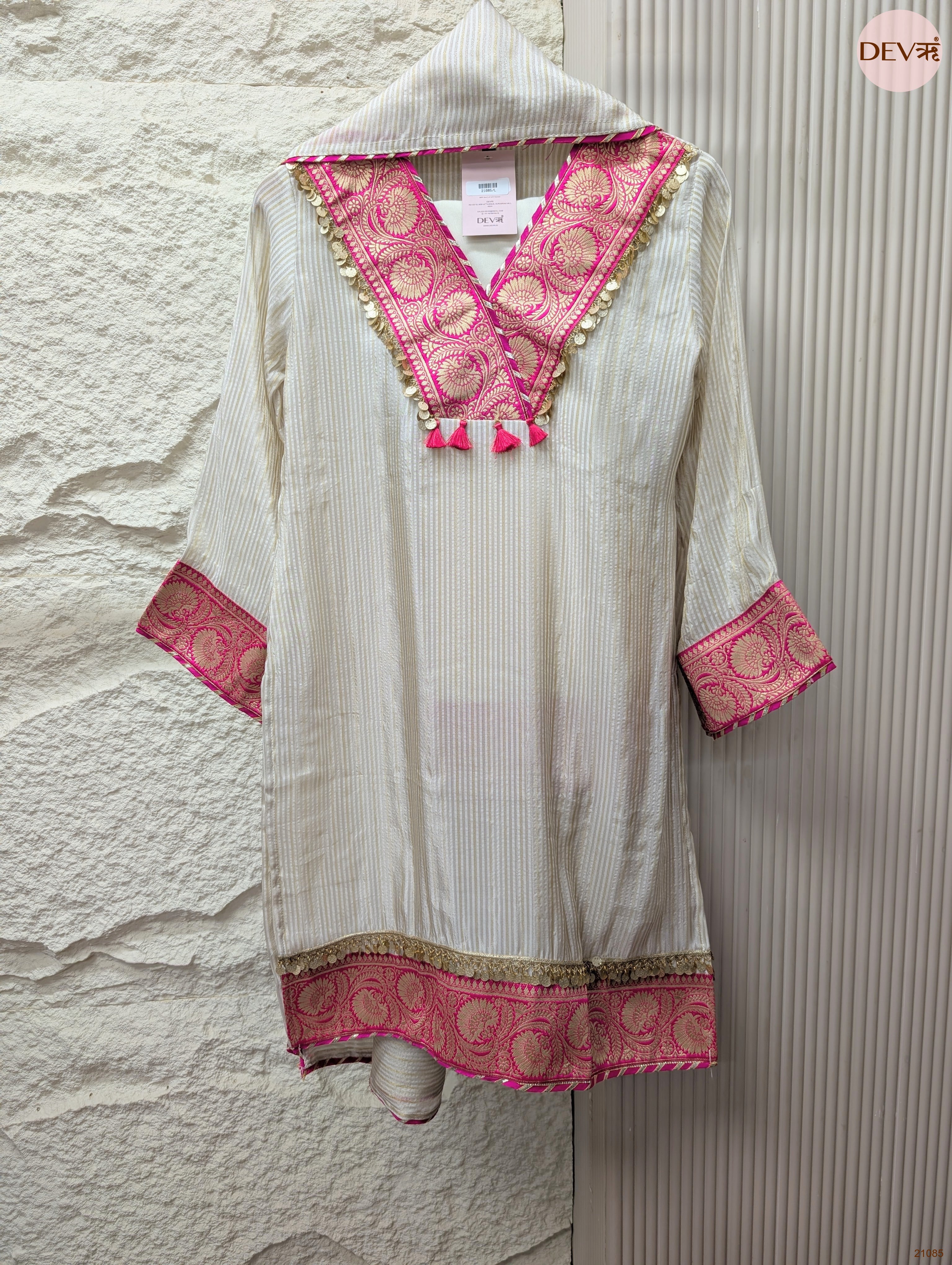 Gulnaar Tissue Silk Embroidered Ivory 3-Piece Set (Devri – D.No 21085)