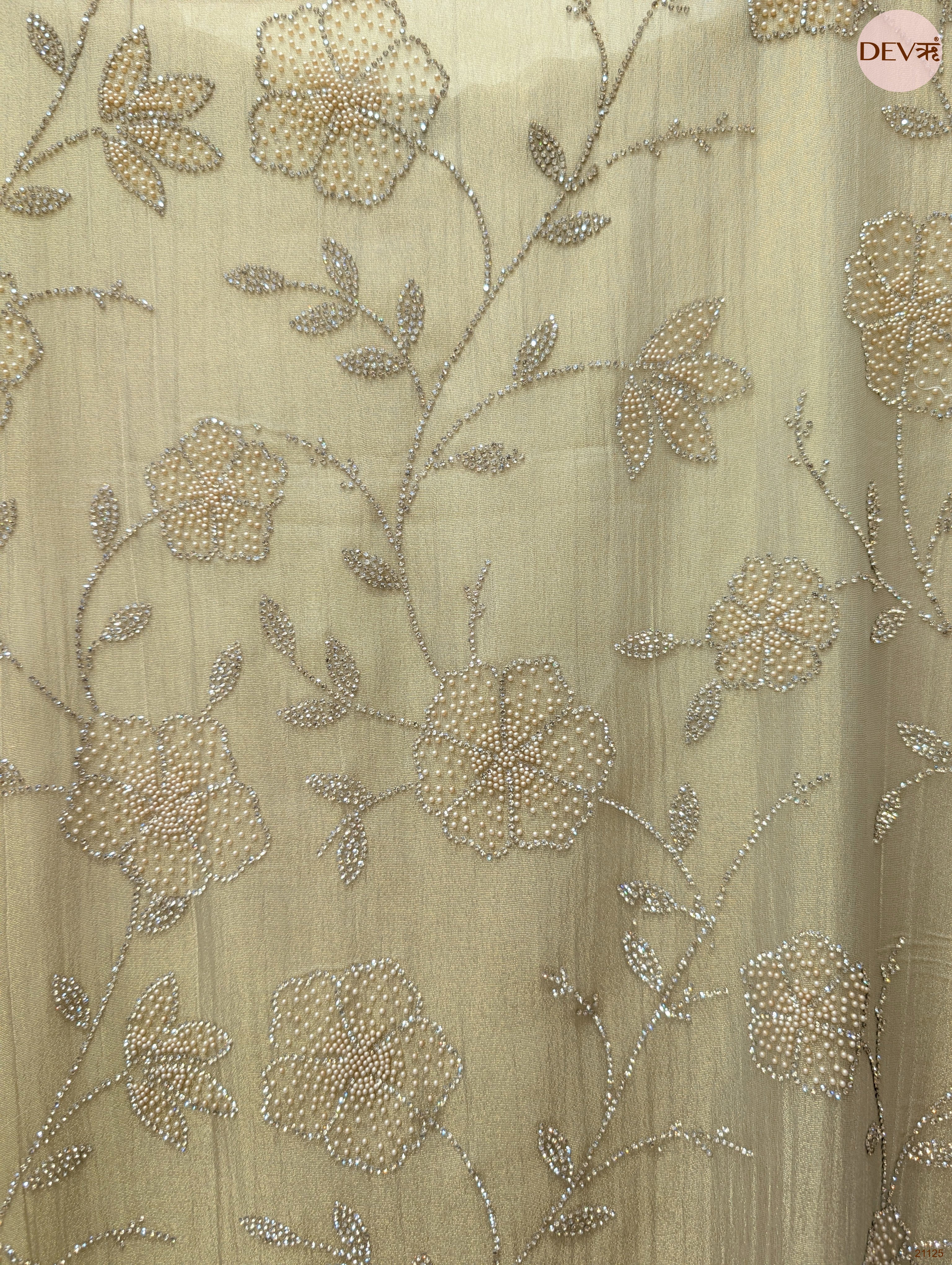 Beige Pure Tissue Crush Silk Hand Unstitched 3-Piece Suit (Devri – D.No 21125)