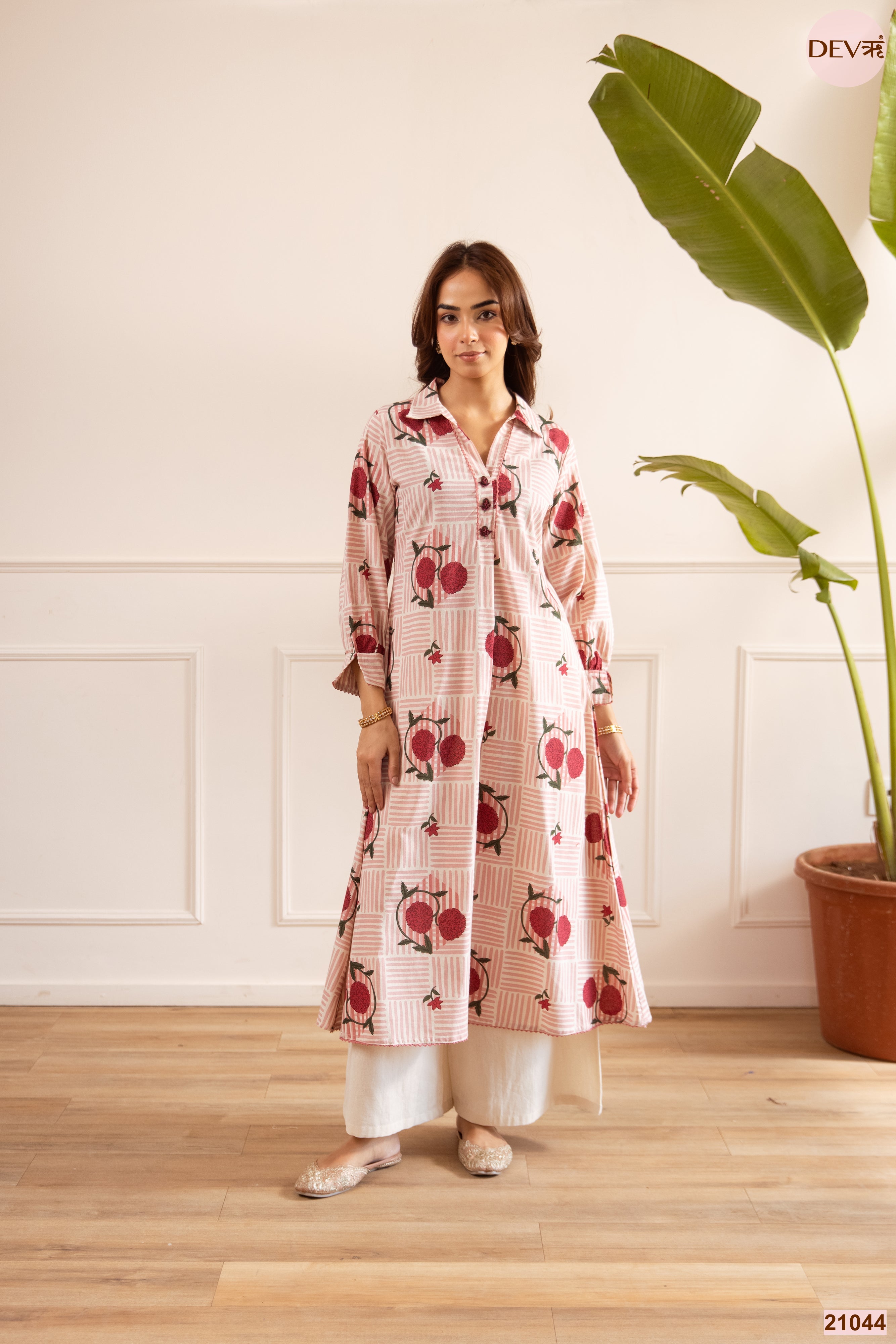 Gulnaar Pure cotton Printed Pink 3-Piece Set (Devri – D.No 21044)